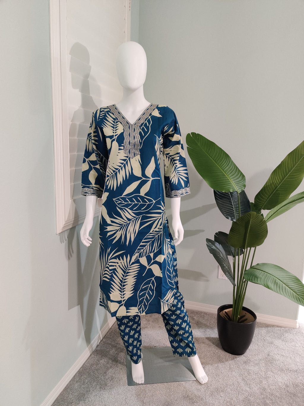 Blue Cotton Kurta Set