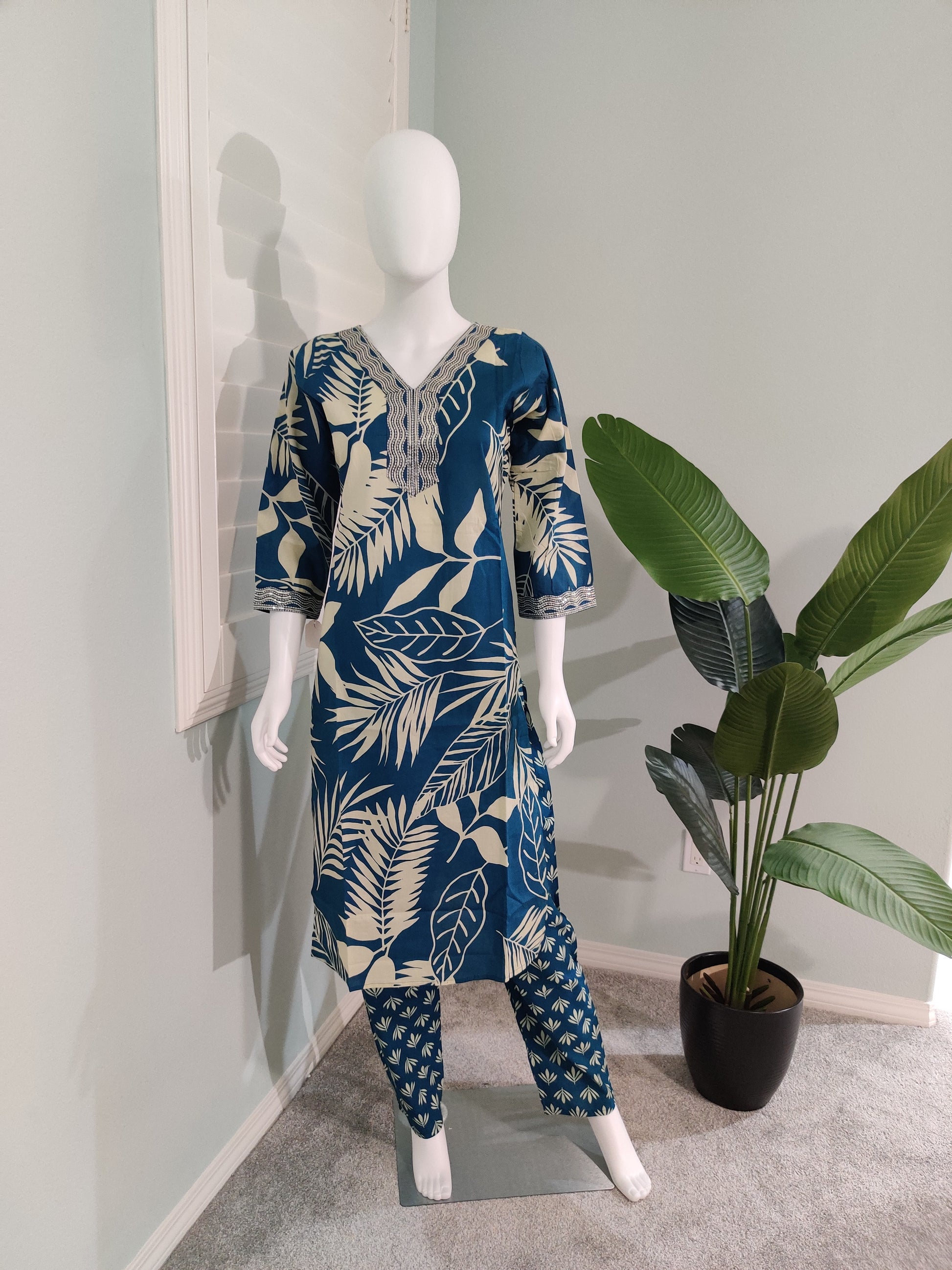 Blue Cotton Kurta Set