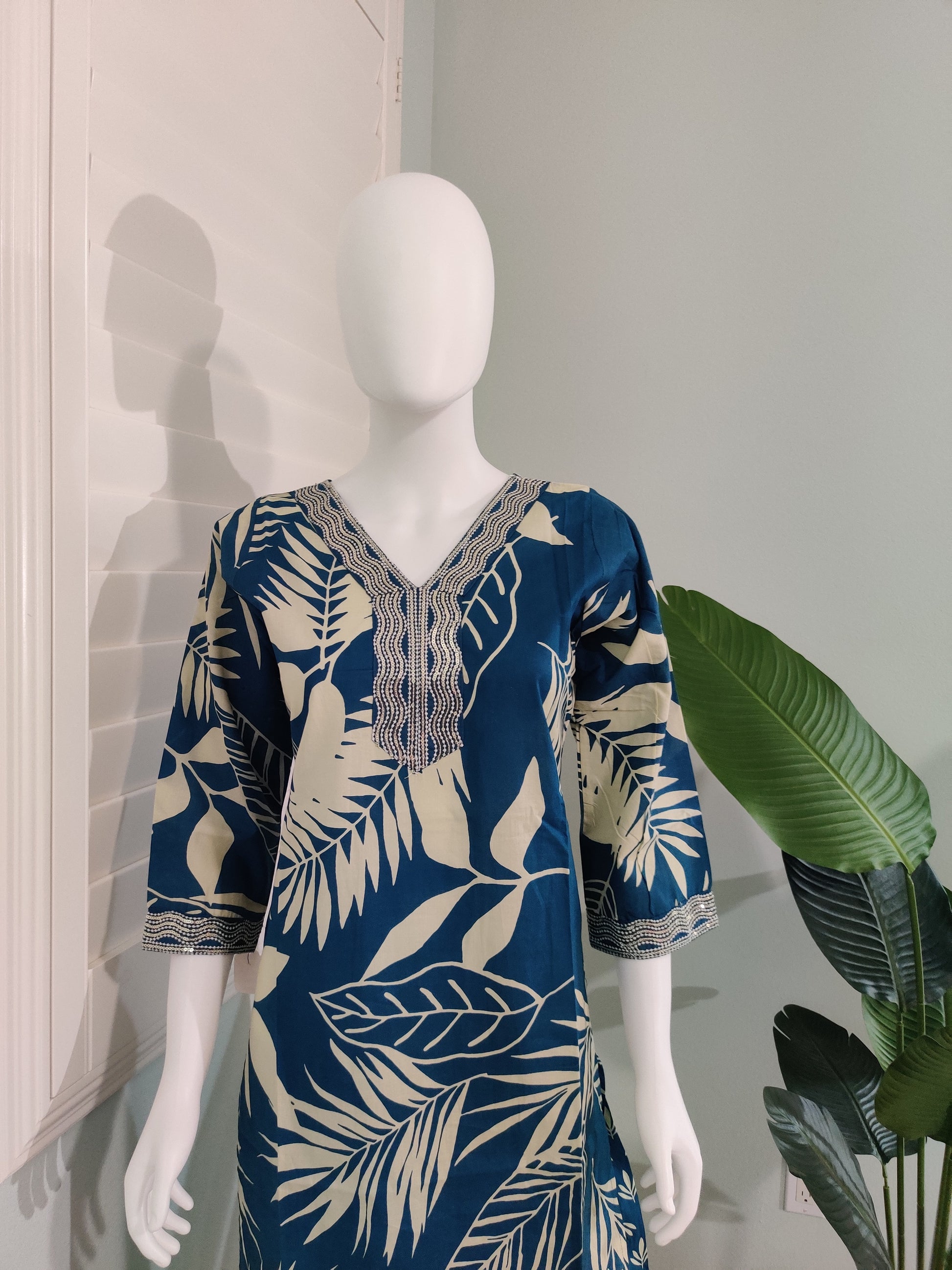 Blue Cotton Kurta Set