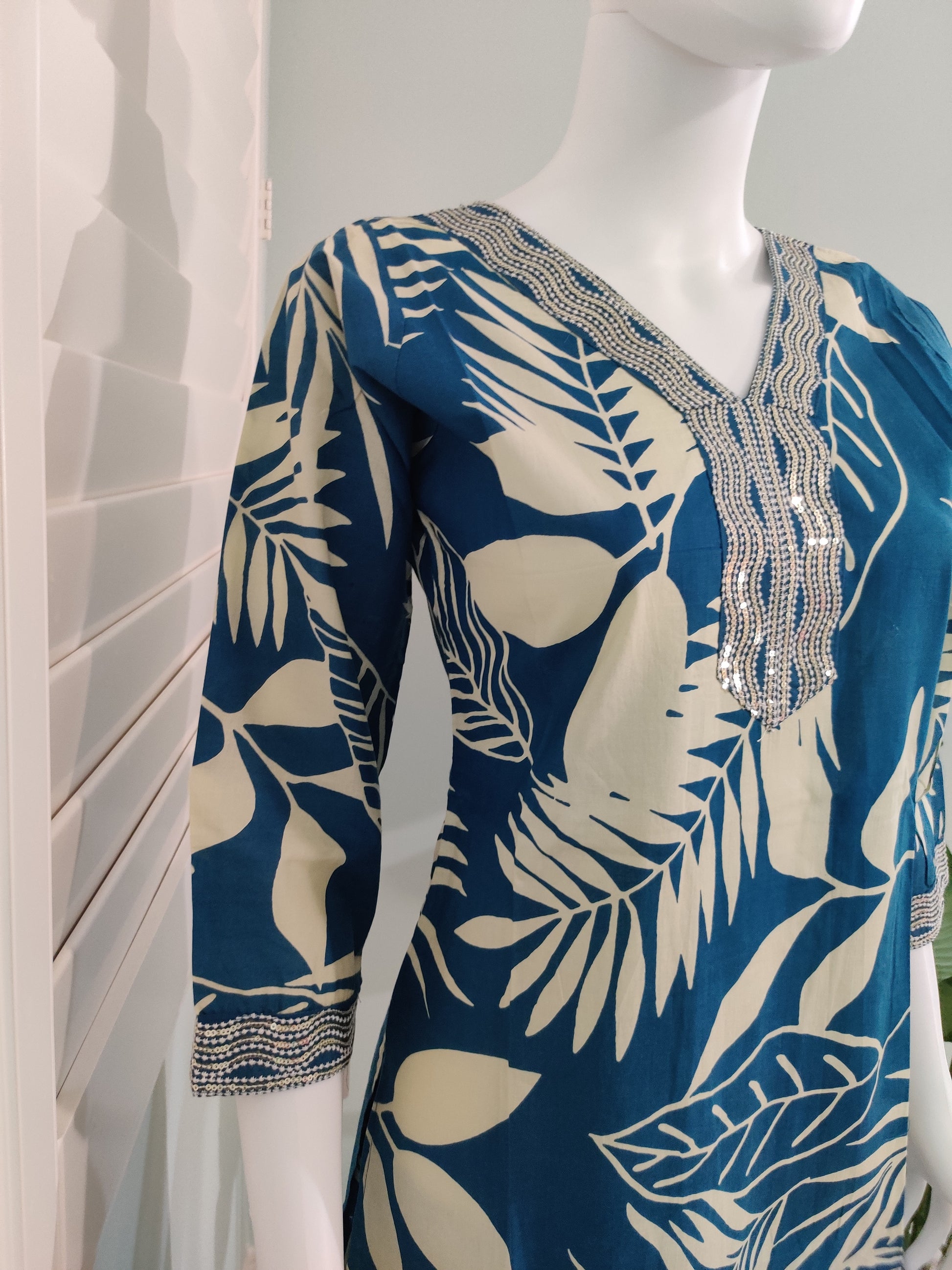 Blue Cotton Kurta Set