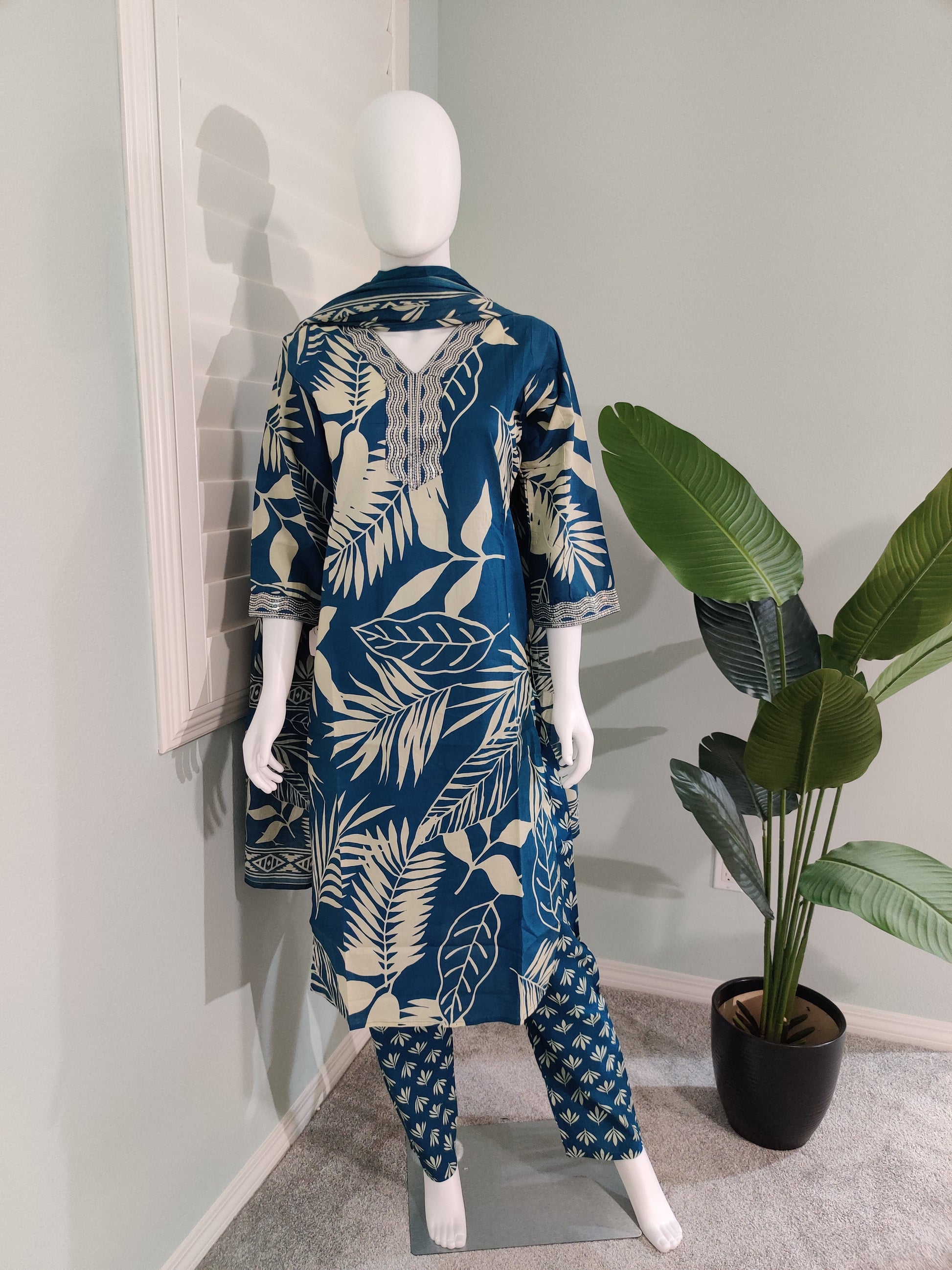 Blue Cotton Kurta Set