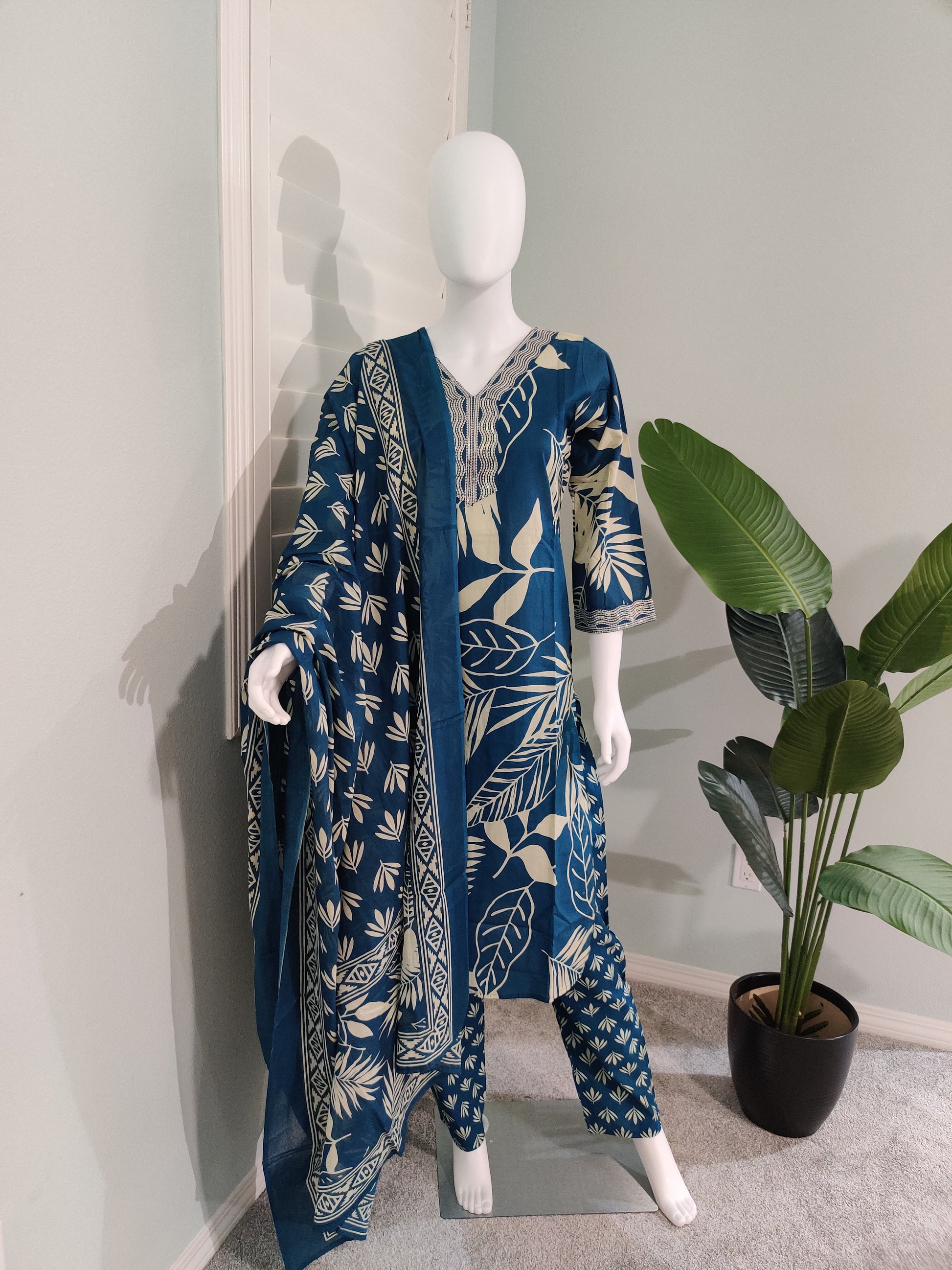 Blue Cotton Kurta Set