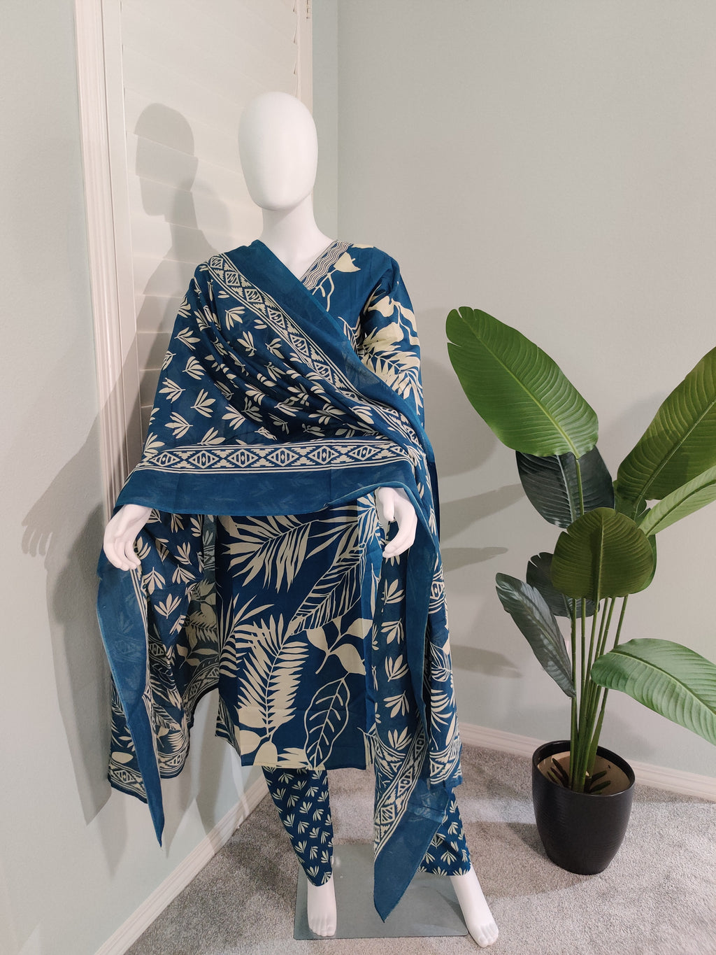 Blue Cotton Kurta Set