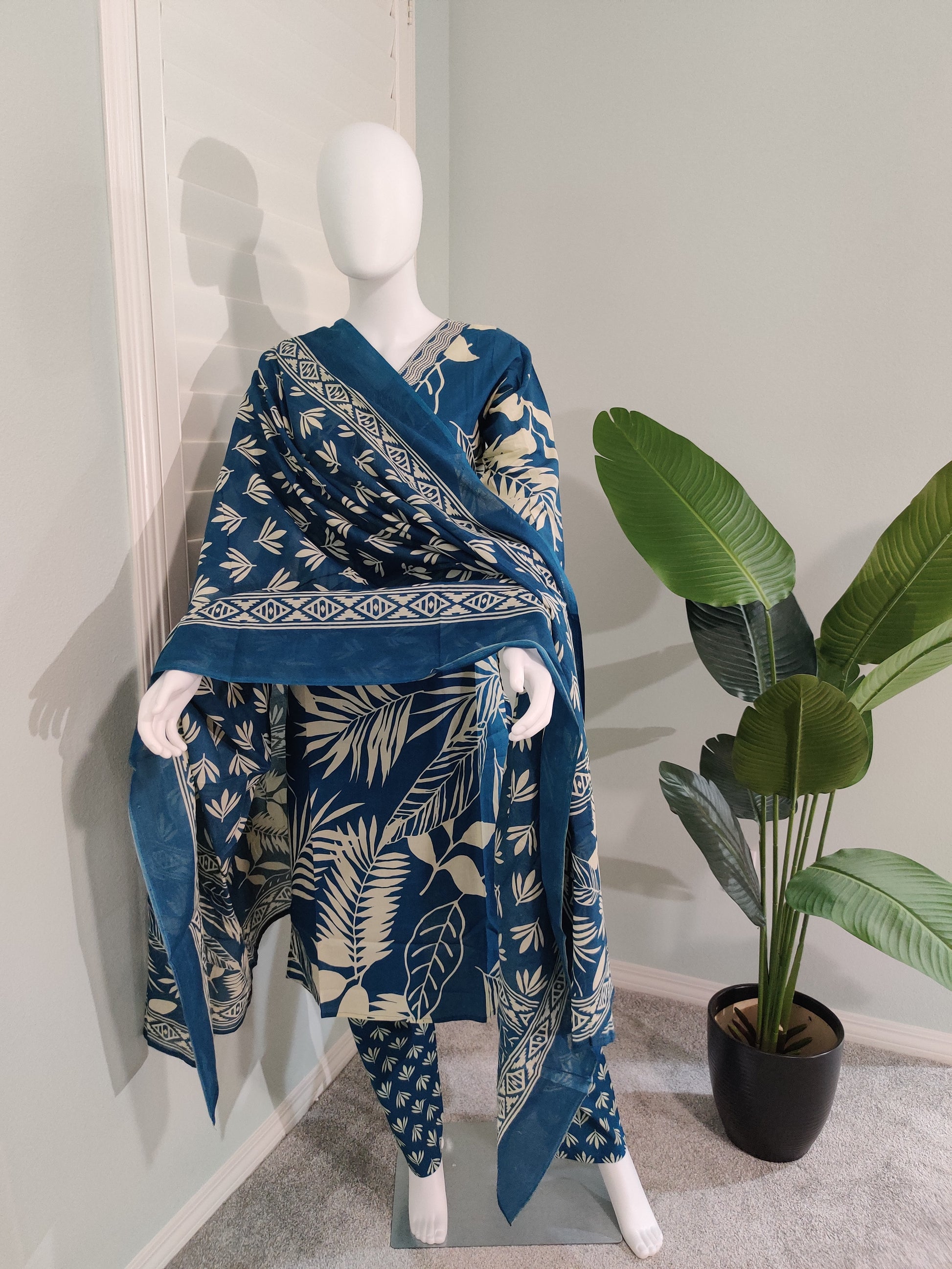 Blue Cotton Kurta Set