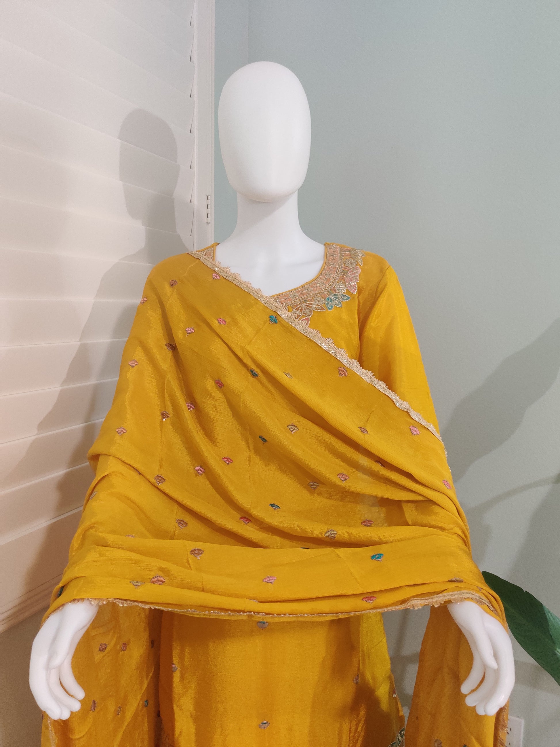 ✨ Chinon Base Heavy Palazzo Kurta Set