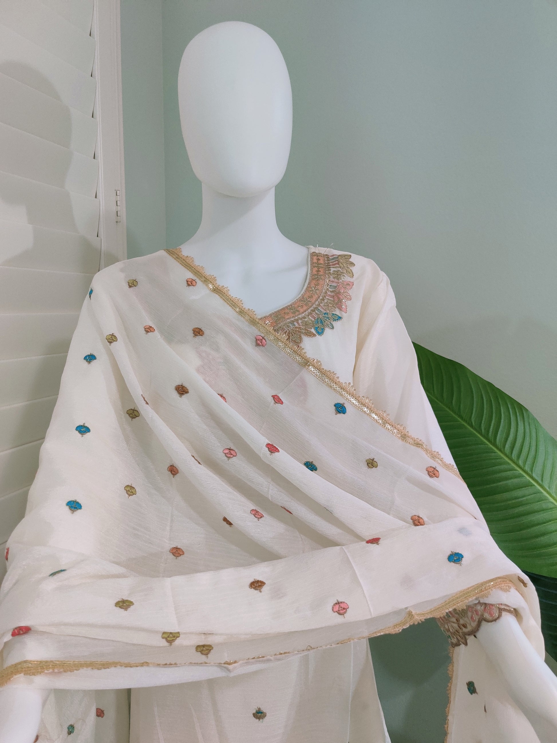 ✨ Chinon Base Heavy Palazzo Kurta Set