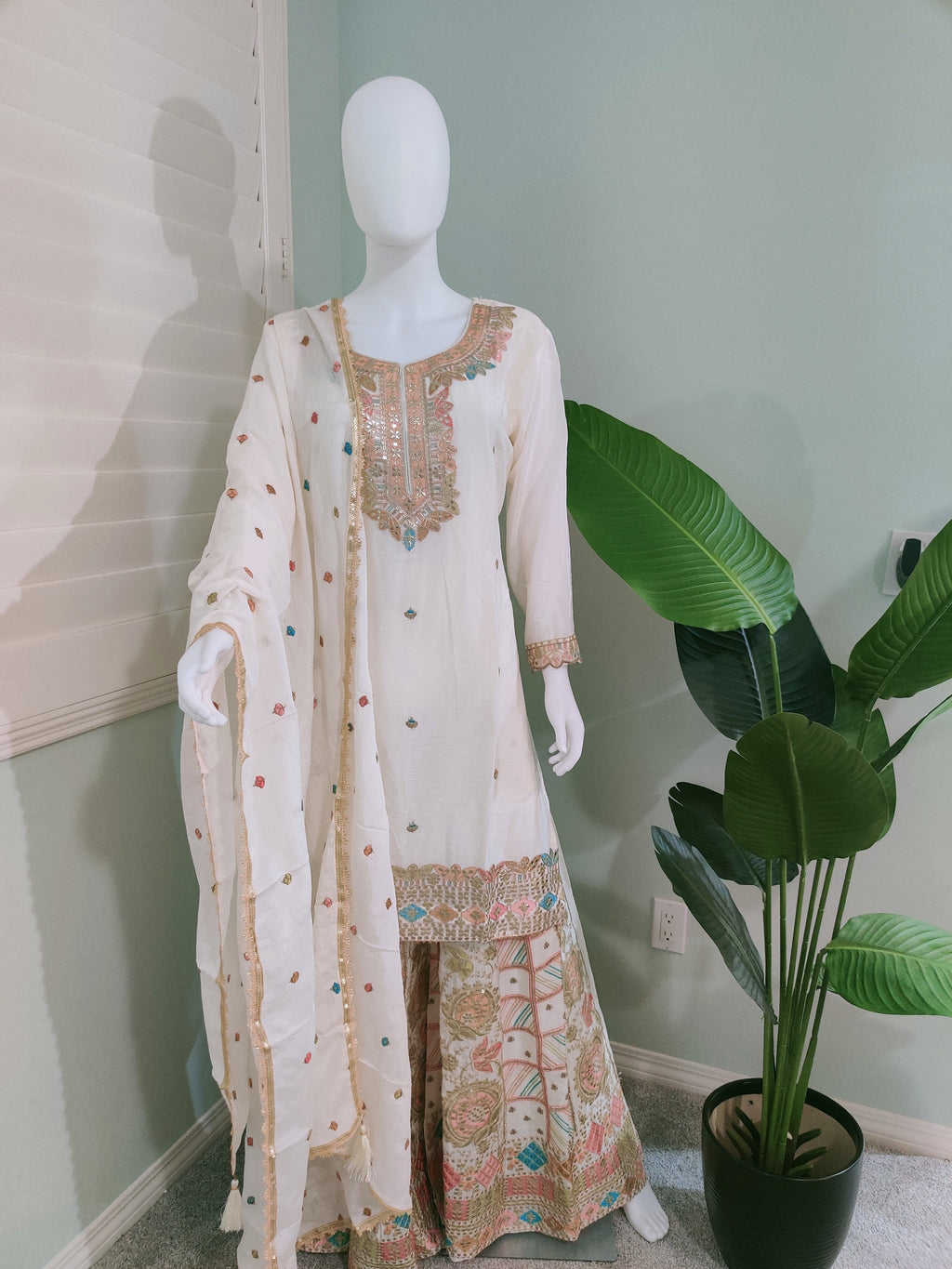 ✨ Chinon Base Heavy Palazzo Kurta Set