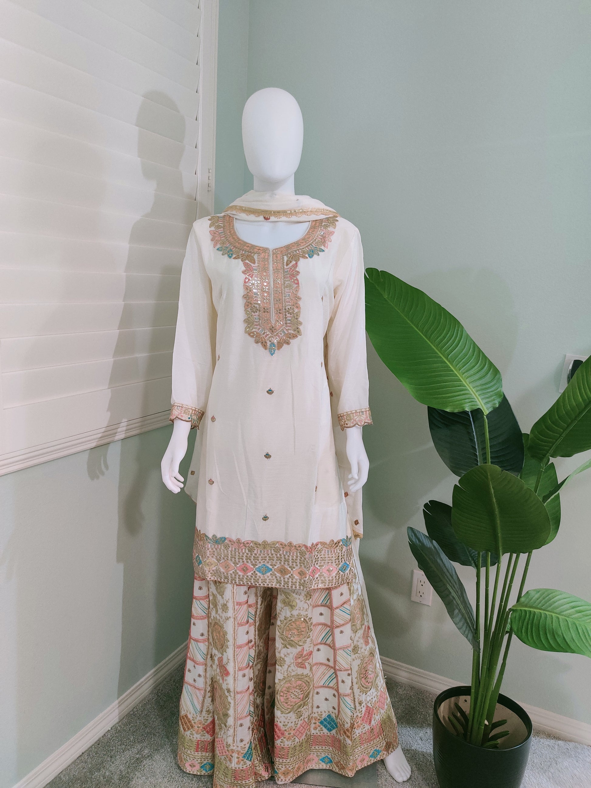 ✨ Chinon Base Heavy Palazzo Kurta Set