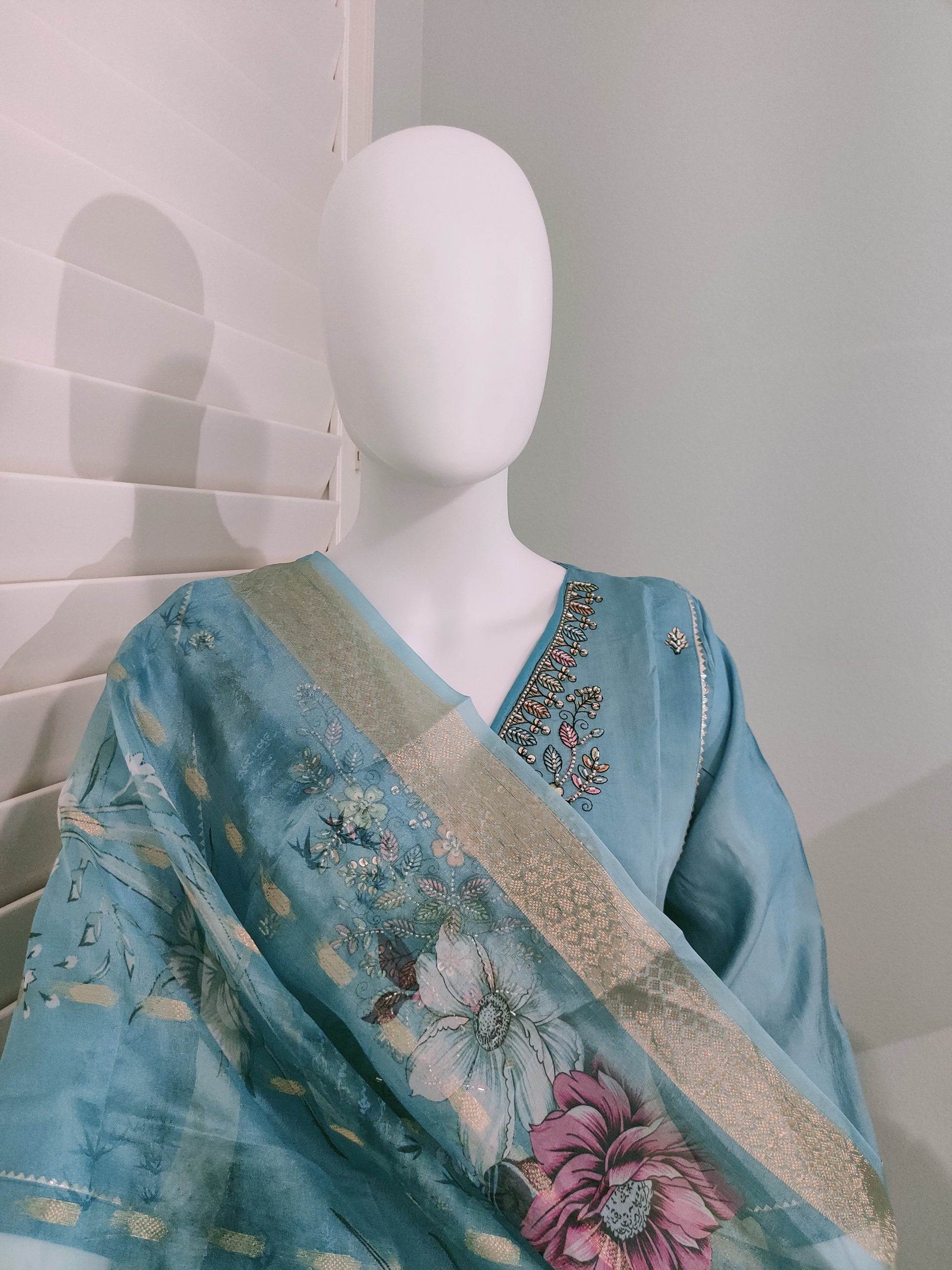 Roman Silk Festive Kurta Set with Banarasi Dupatta