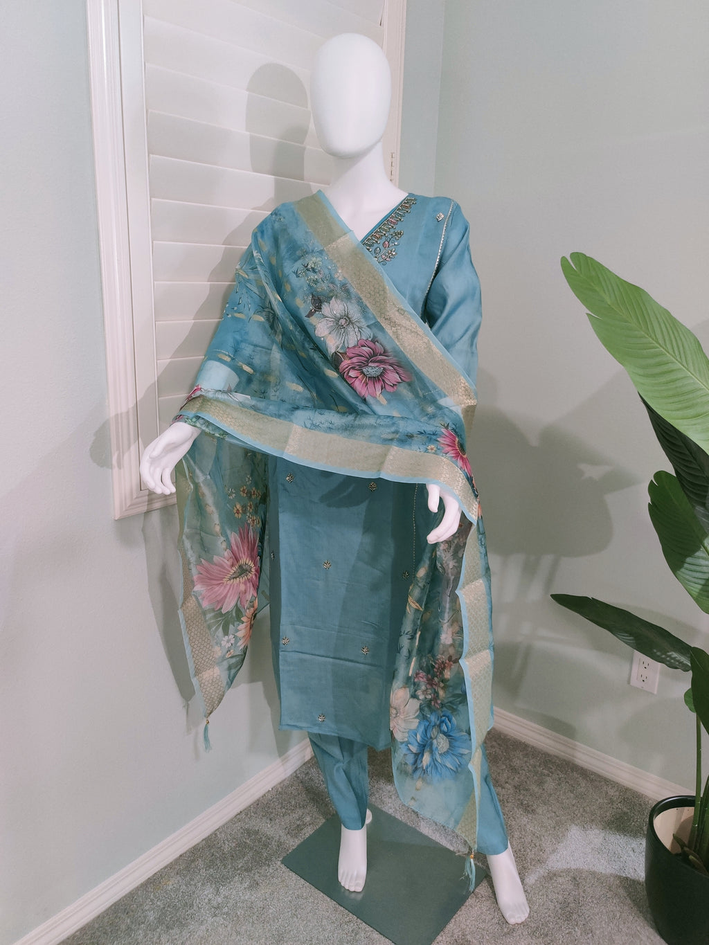 Roman Silk Festive Kurta Set with Banarasi Dupatta
