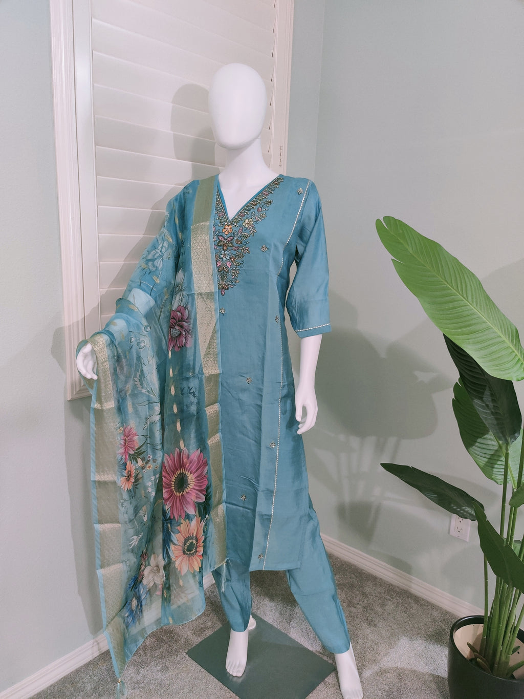 Roman Silk Festive Kurta Set with Banarasi Dupatta