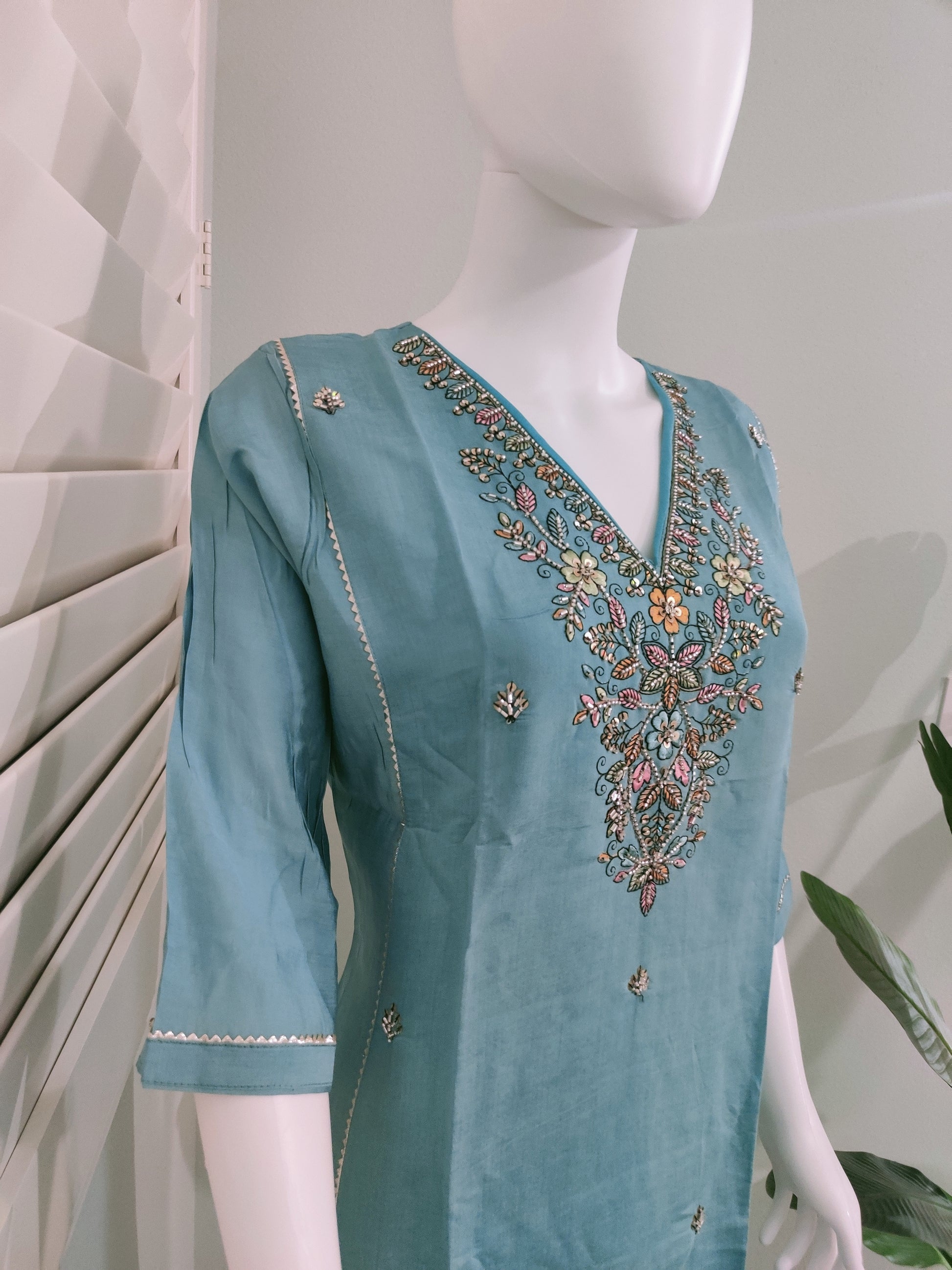 Roman Silk Festive Kurta Set with Banarasi Dupatta