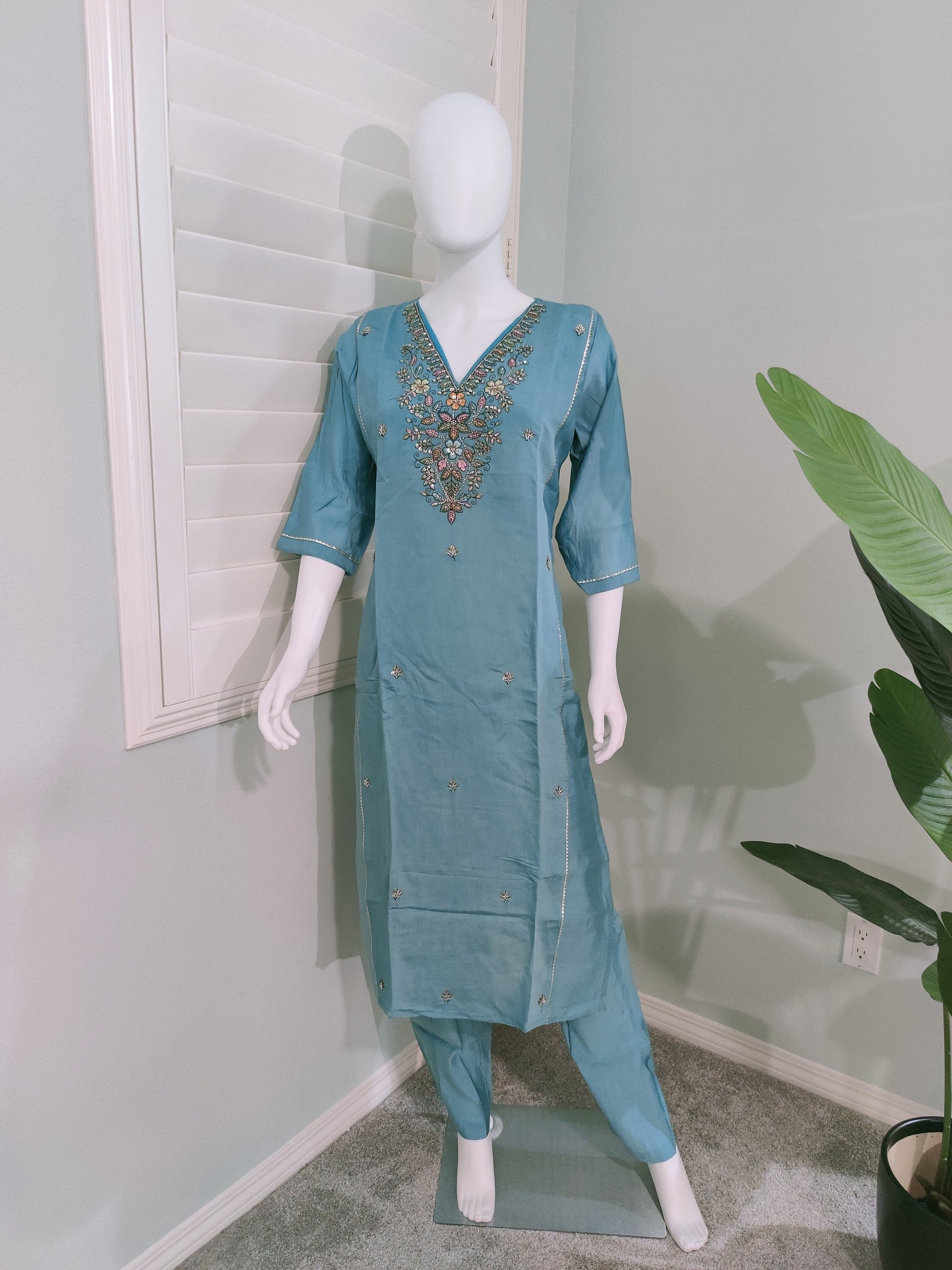 Roman Silk Festive Kurta Set with Banarasi Dupatta