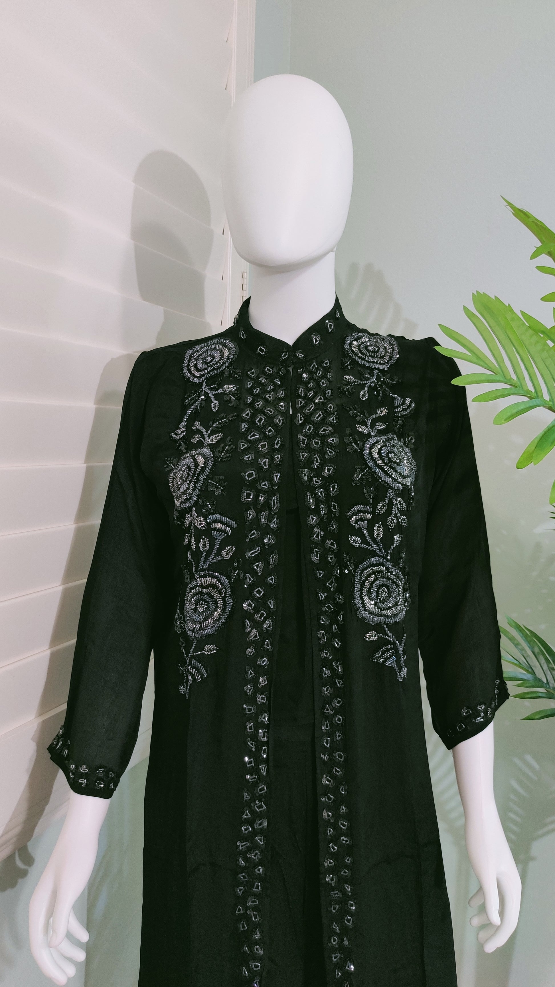 Black Handcrafted Indo Western Elegance in Chinon