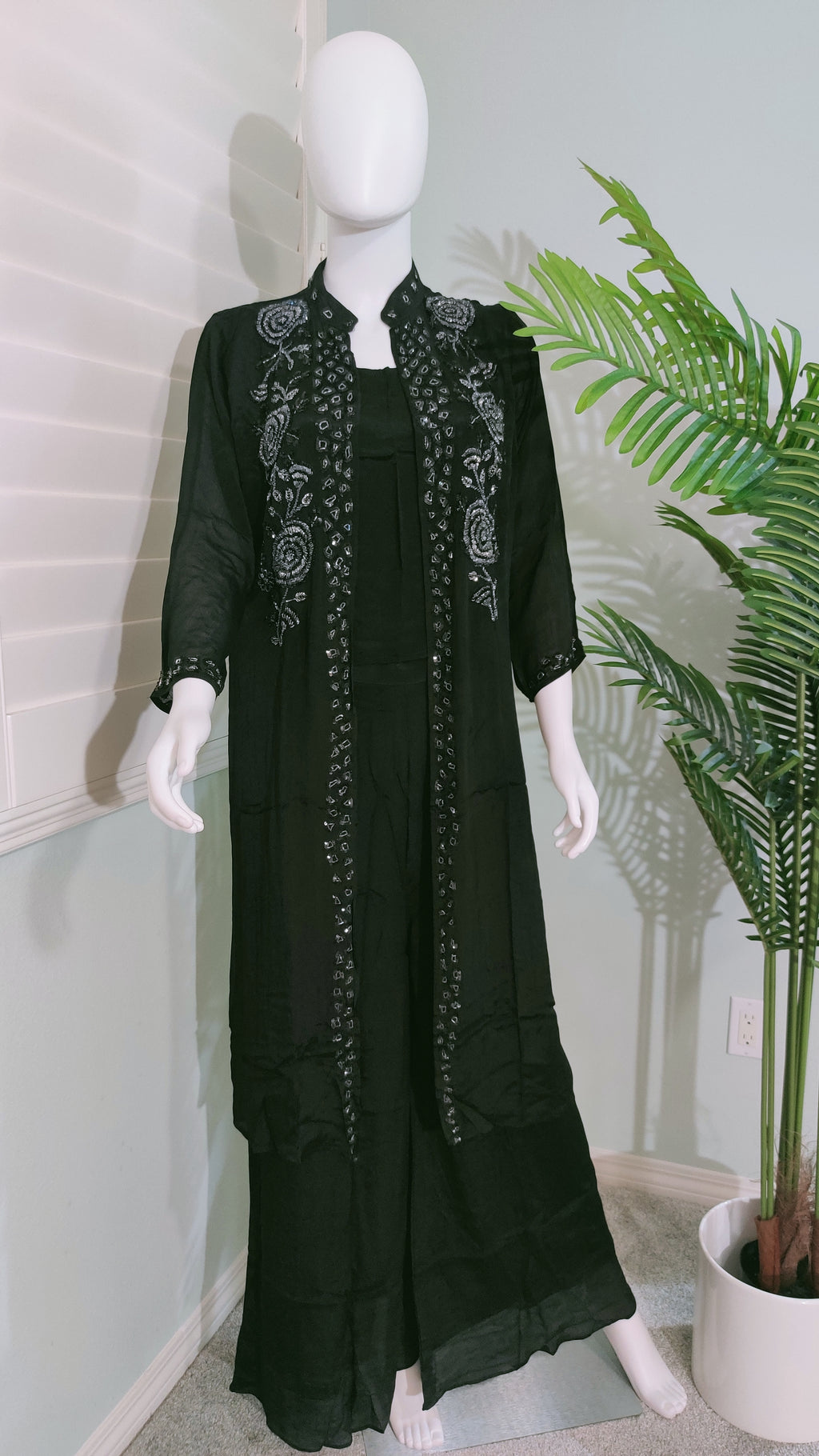 Black Handcrafted Indo Western Elegance in Chinon