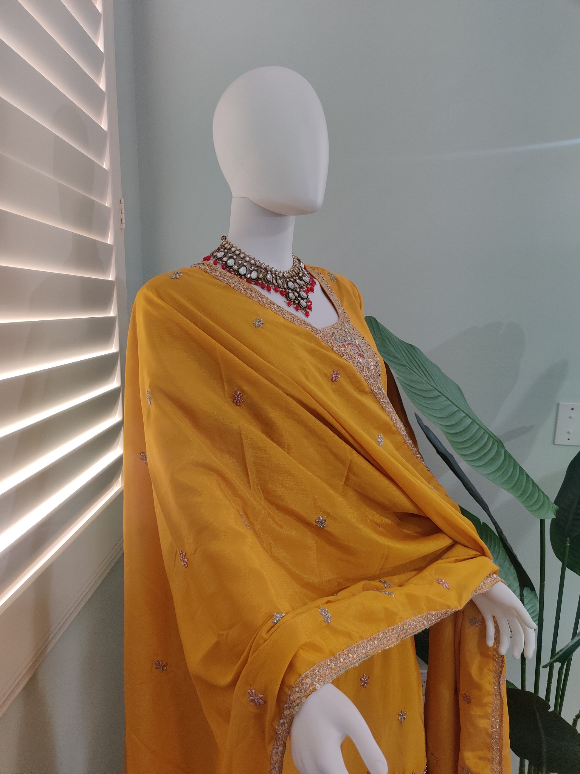 ✨ Chinon Festive Plazzo Kurta Set — Available in Four Stunning Colors