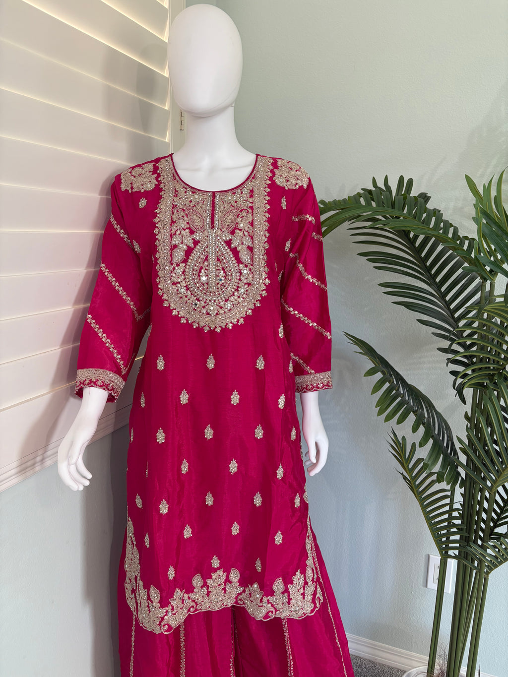 ✨ Heavy Chinon Embroidered Palazzo Set