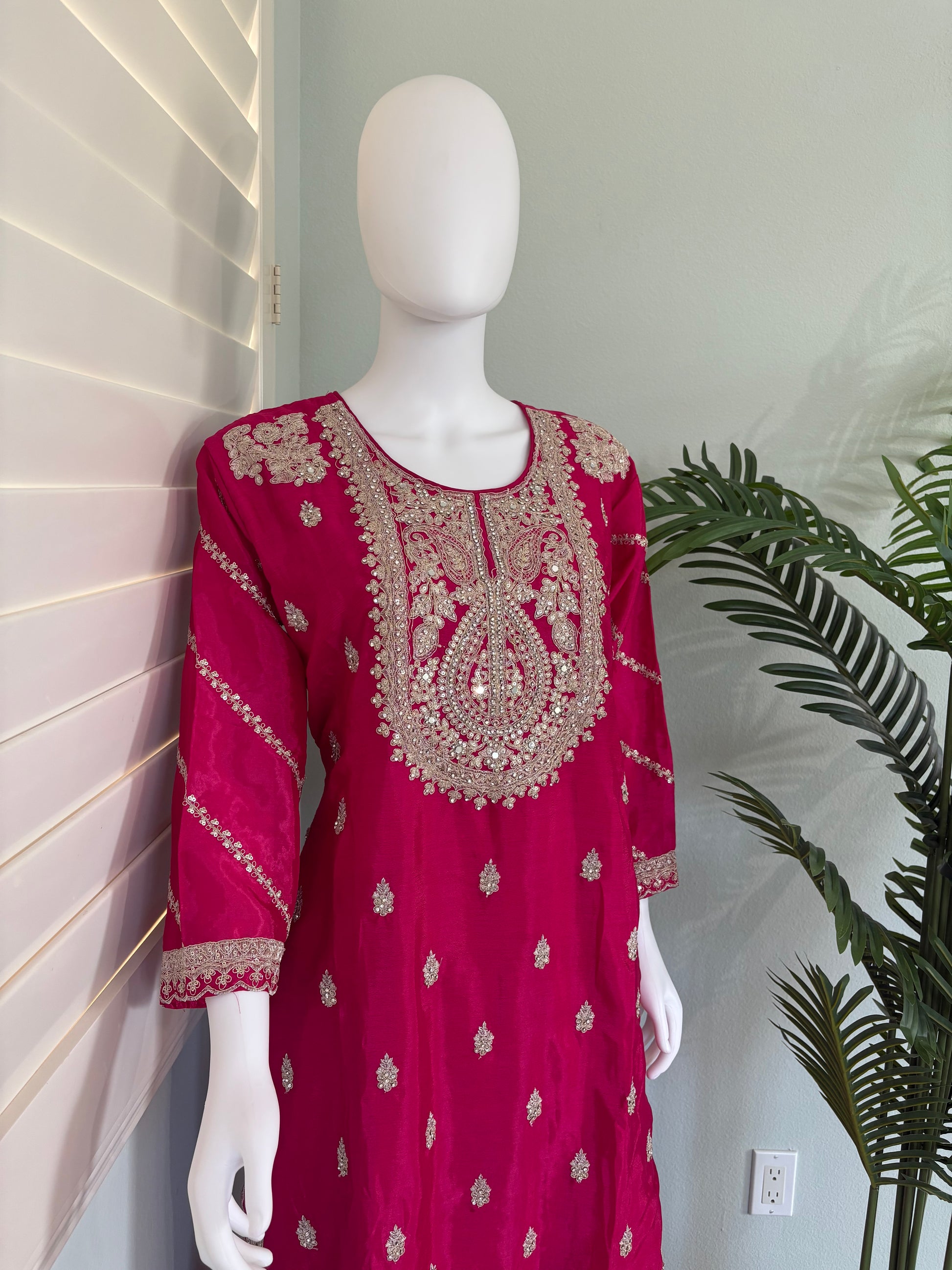 ✨ Heavy Chinon Embroidered Palazzo Set