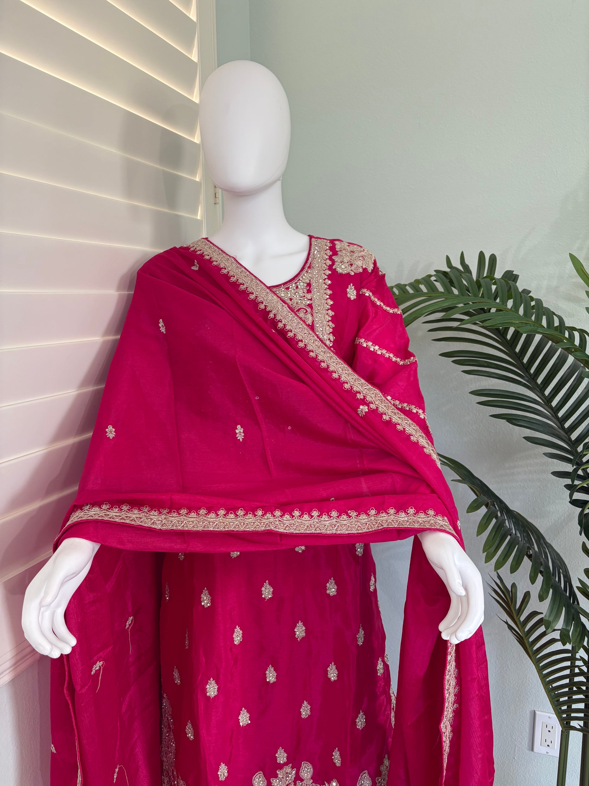 ✨ Heavy Chinon Embroidered Palazzo Set