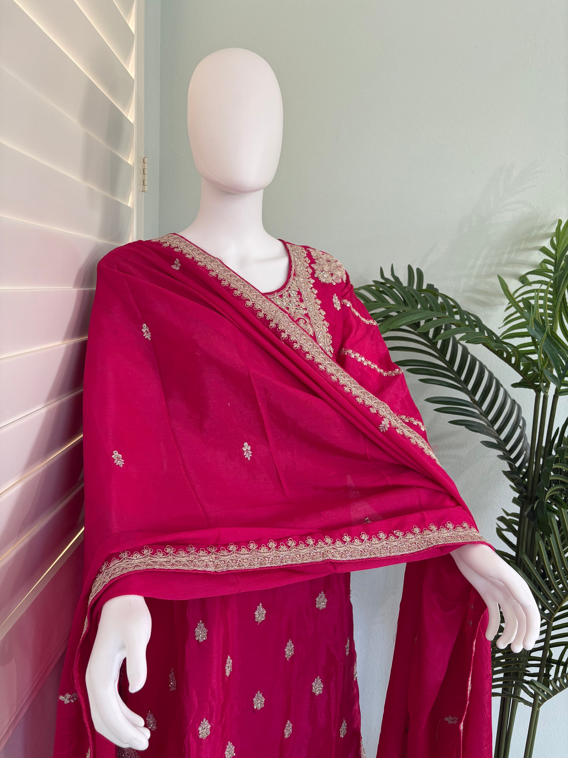 ✨ Heavy Chinon Embroidered Palazzo Set