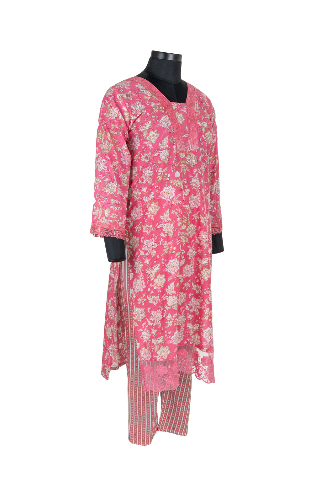 Pink Colour Digital Print Cotton Straight Kurta Set