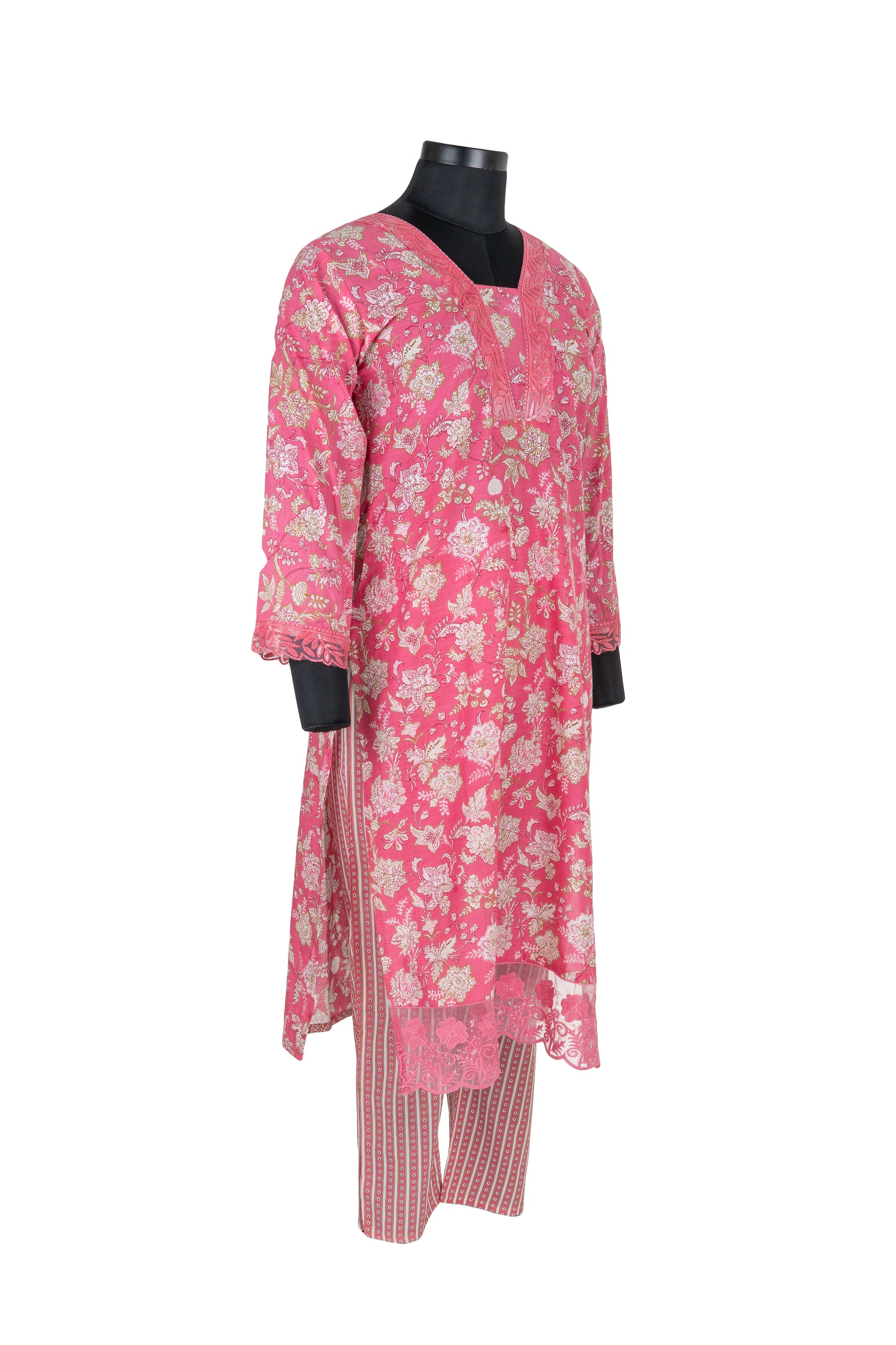 Pink Colour Digital Print Cotton Straight Kurta Set