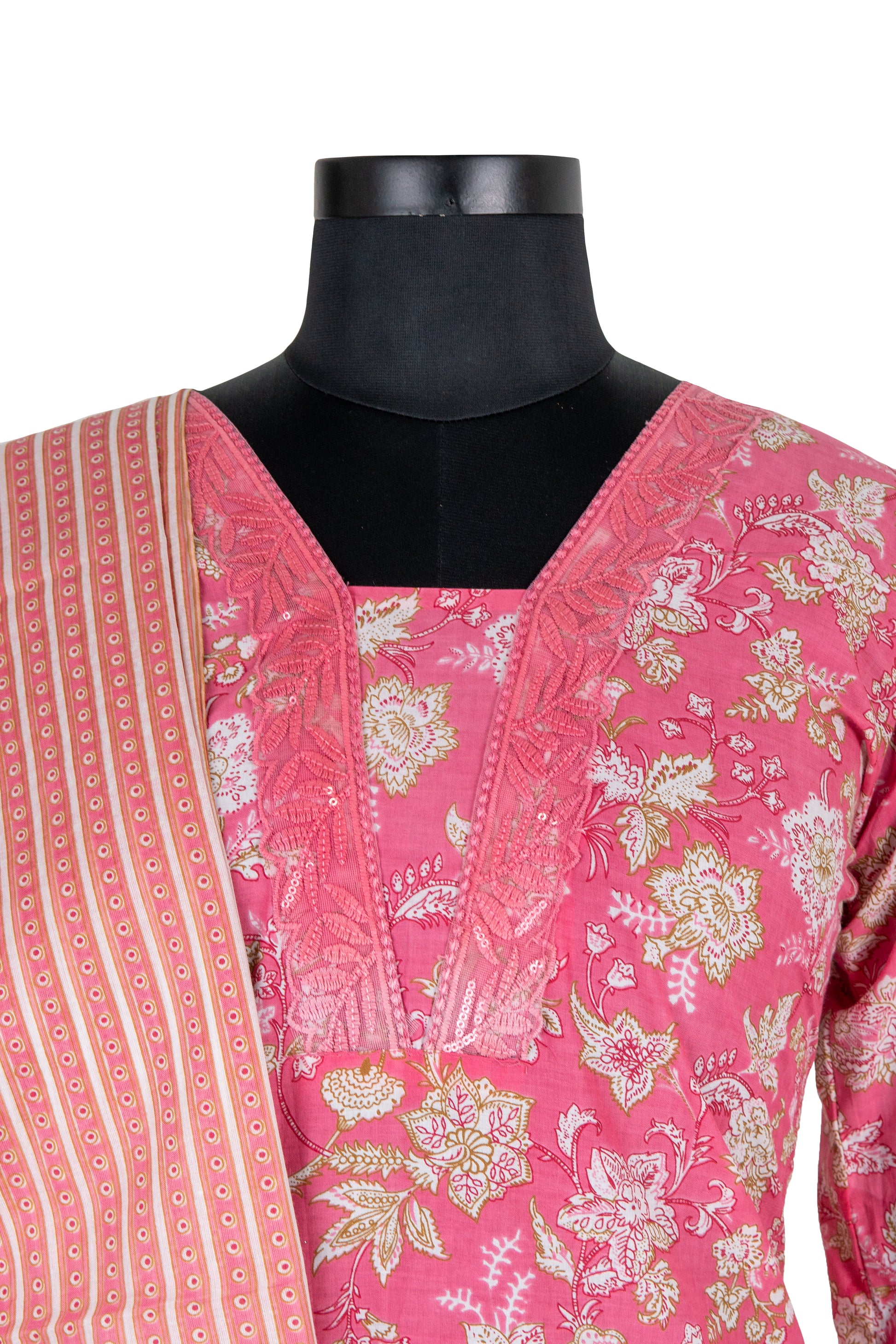 Pink Colour Digital Print Cotton Straight Kurta Set