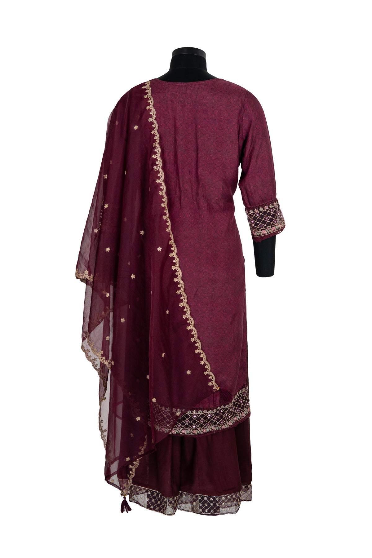 Wine Festive Wear Palazzo Kurta Set