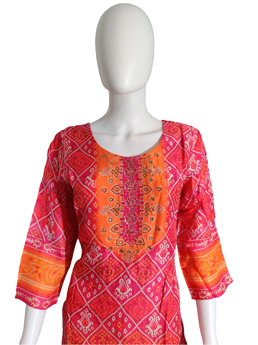 Pink Digital Bandani Print Kurta set