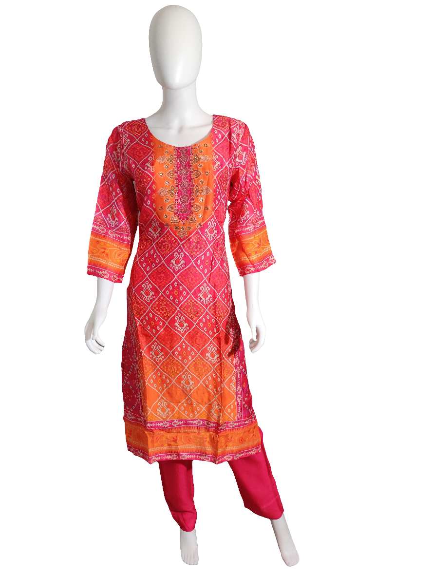 Pink Digital Bandani Print Kurta set