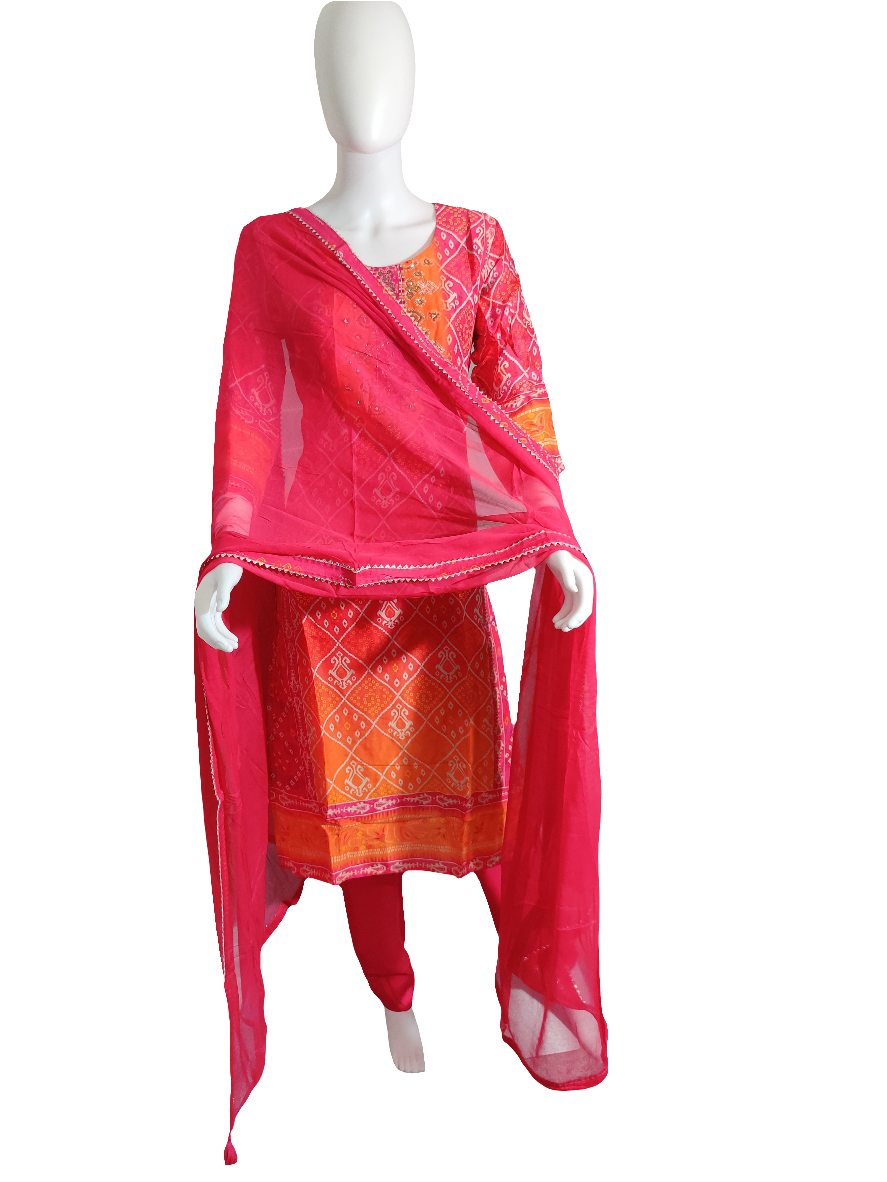 Pink Digital Bandani Print Kurta set