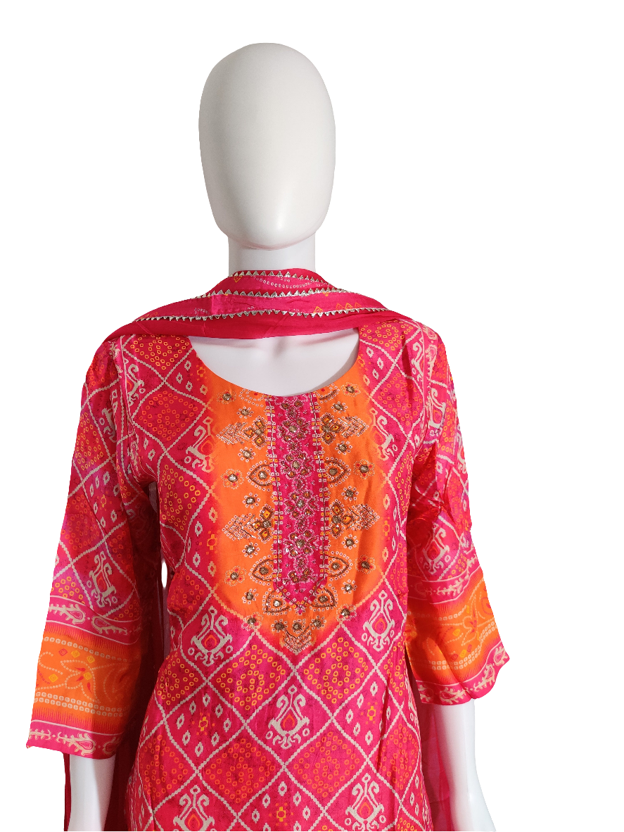 Pink Digital Bandani Print Kurta set