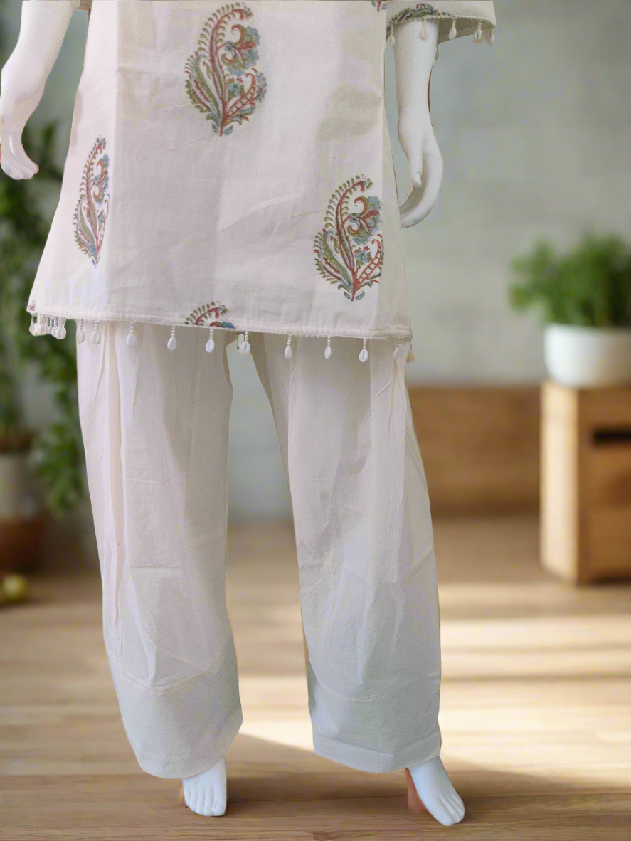 Mirror work Farshi Salwar Embroidered cord set