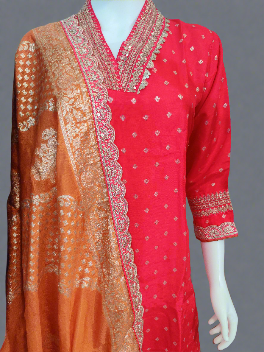 Embellished Festive wear Pink Kurta set