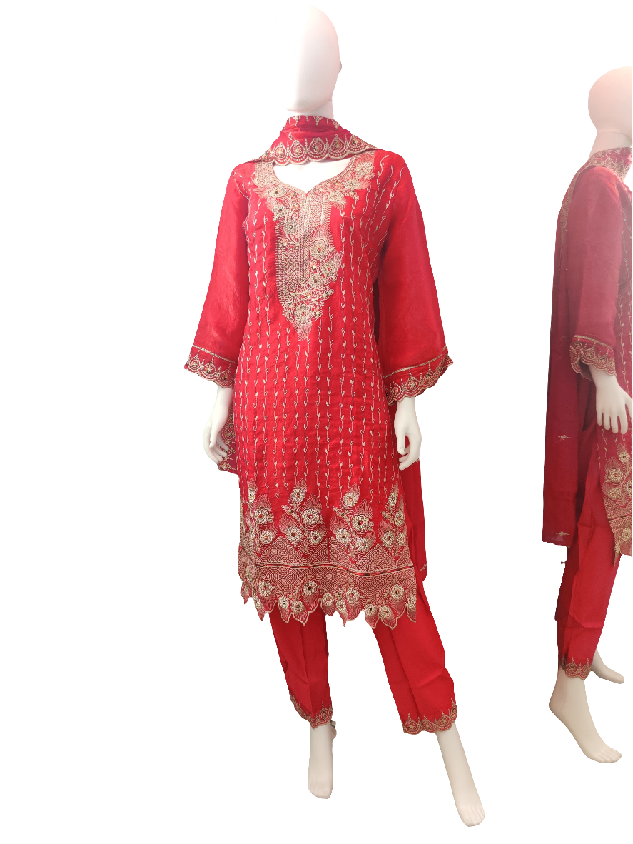 Peacock Radiance Embroidered Suit