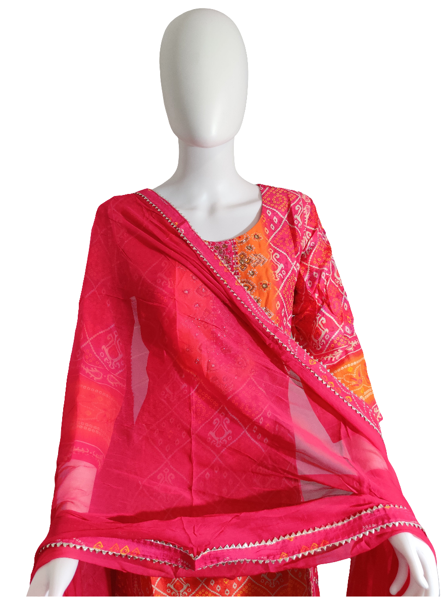Pink Digital Bandani Print Kurta set