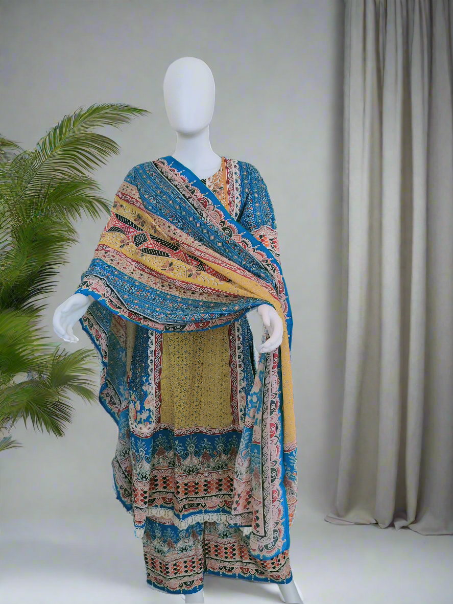 A Line Digital Print Cotton Kurta set