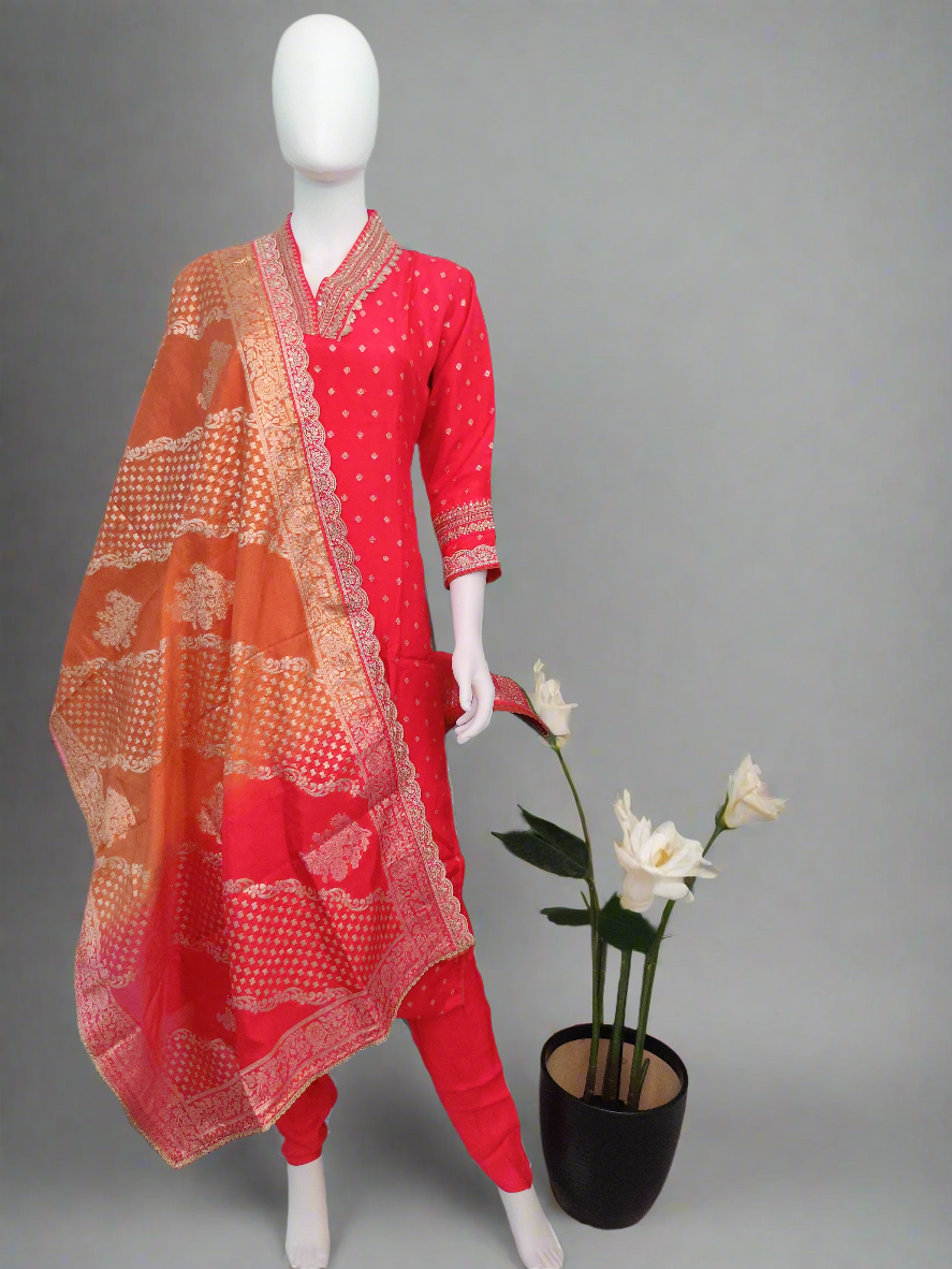 Embellished Festive wear Pink Kurta set