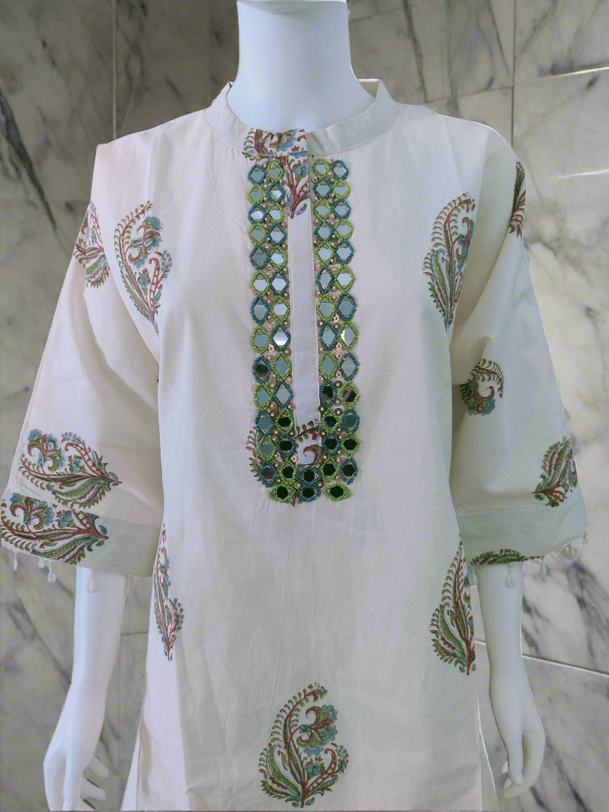 Mirror work Farshi Salwar Embroidered cord set