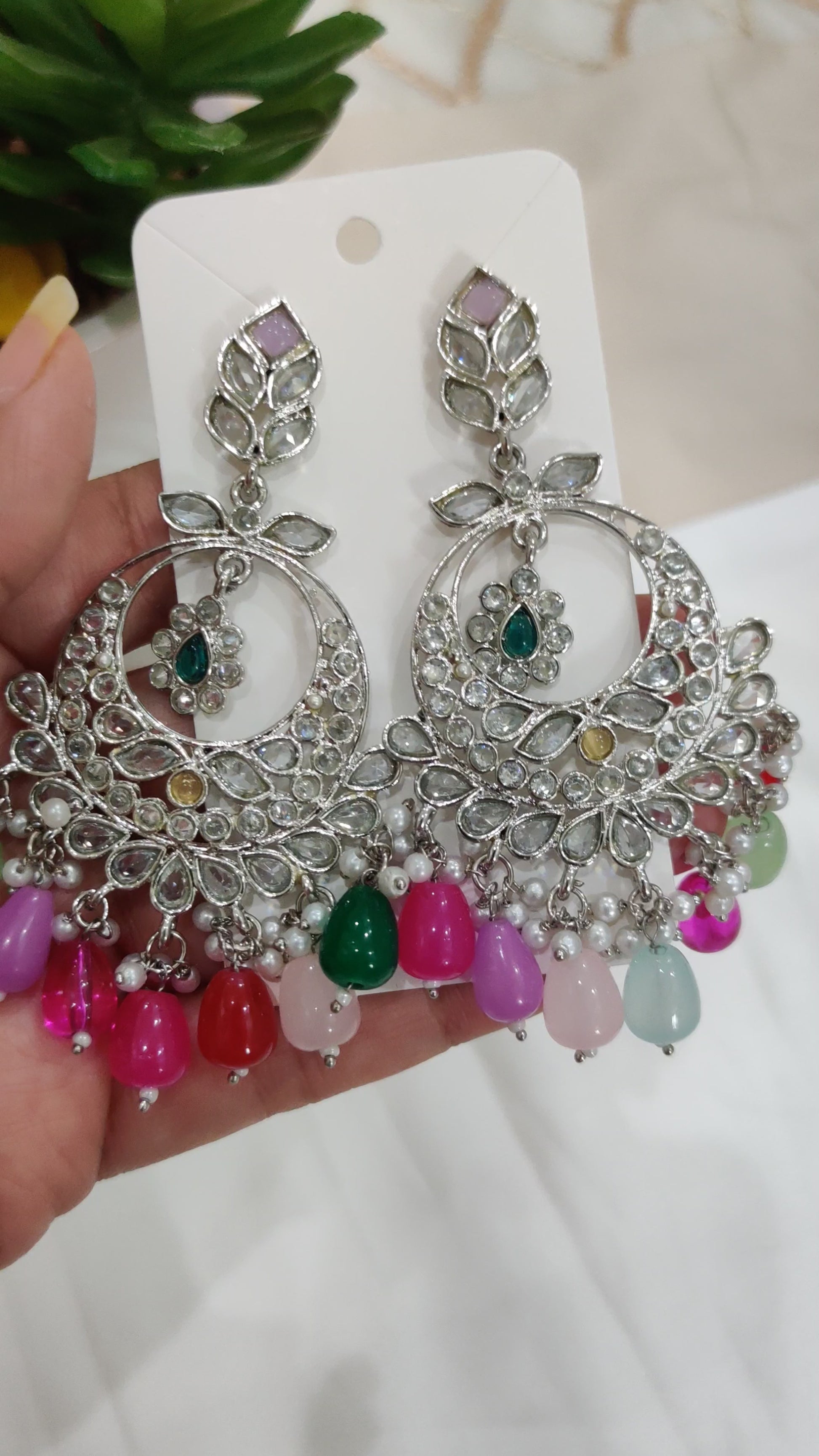 Crescent-Shaped Earrings in Three tones (Gold, Silver and Multicolored)