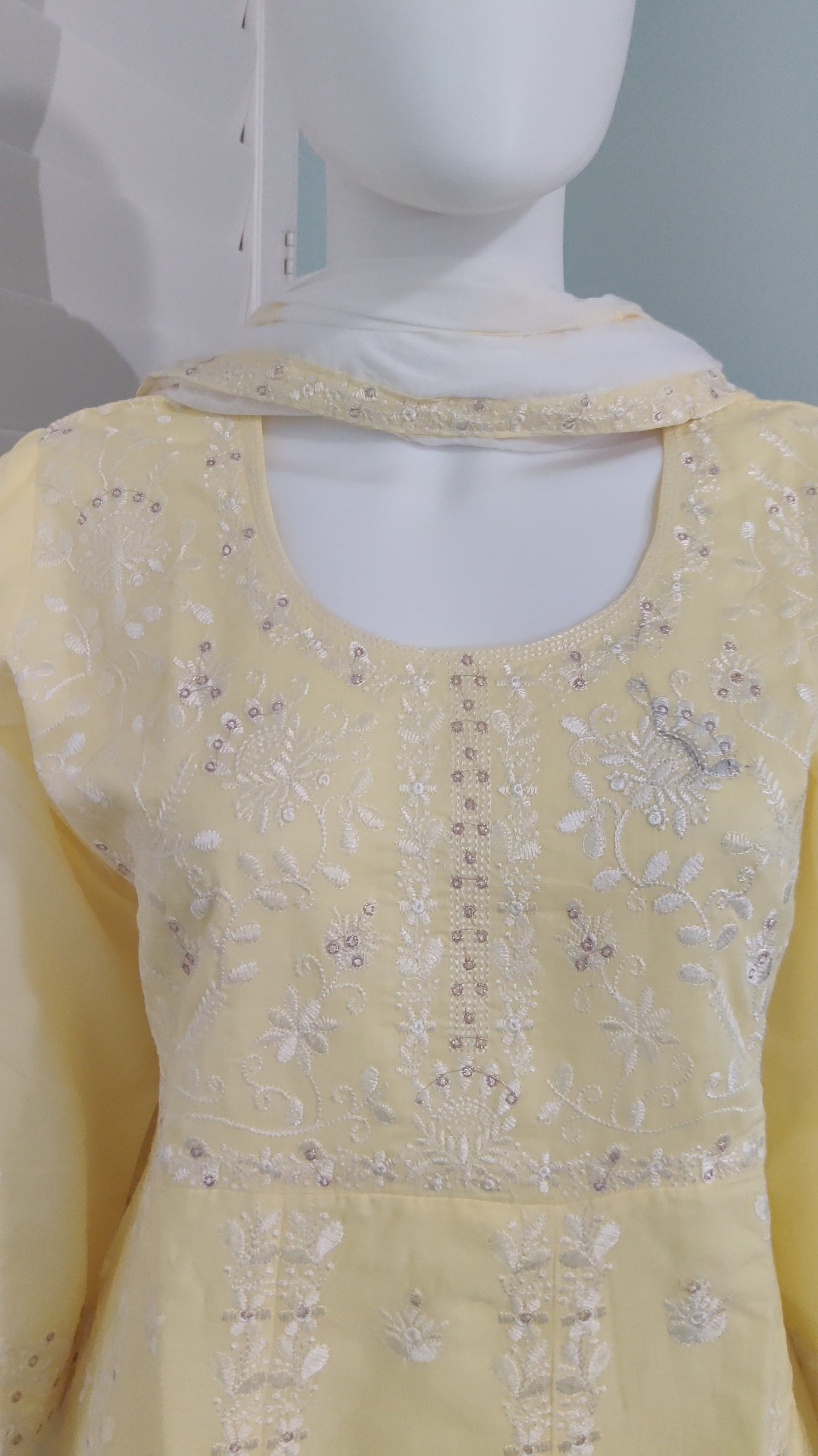Lemon Sunshine Fully Embroidered Anarkali Kurta Set