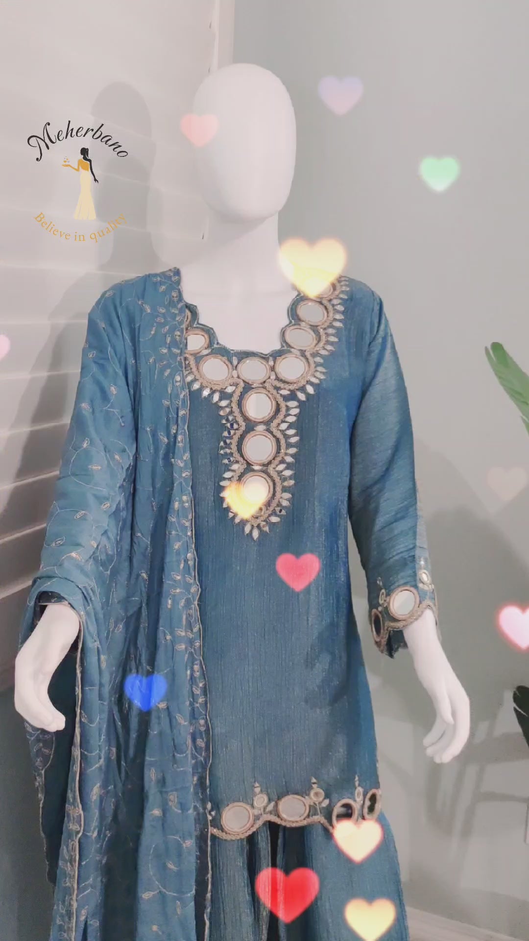 💙 Crushed Tissue Shimmer Farshi Salwar suit set