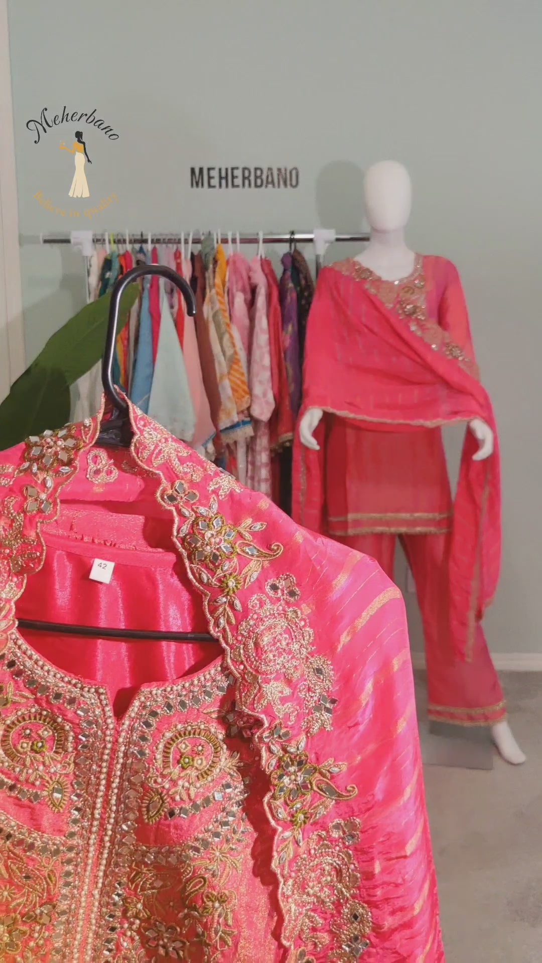 Pink Tissue Shimmer Kurta Set