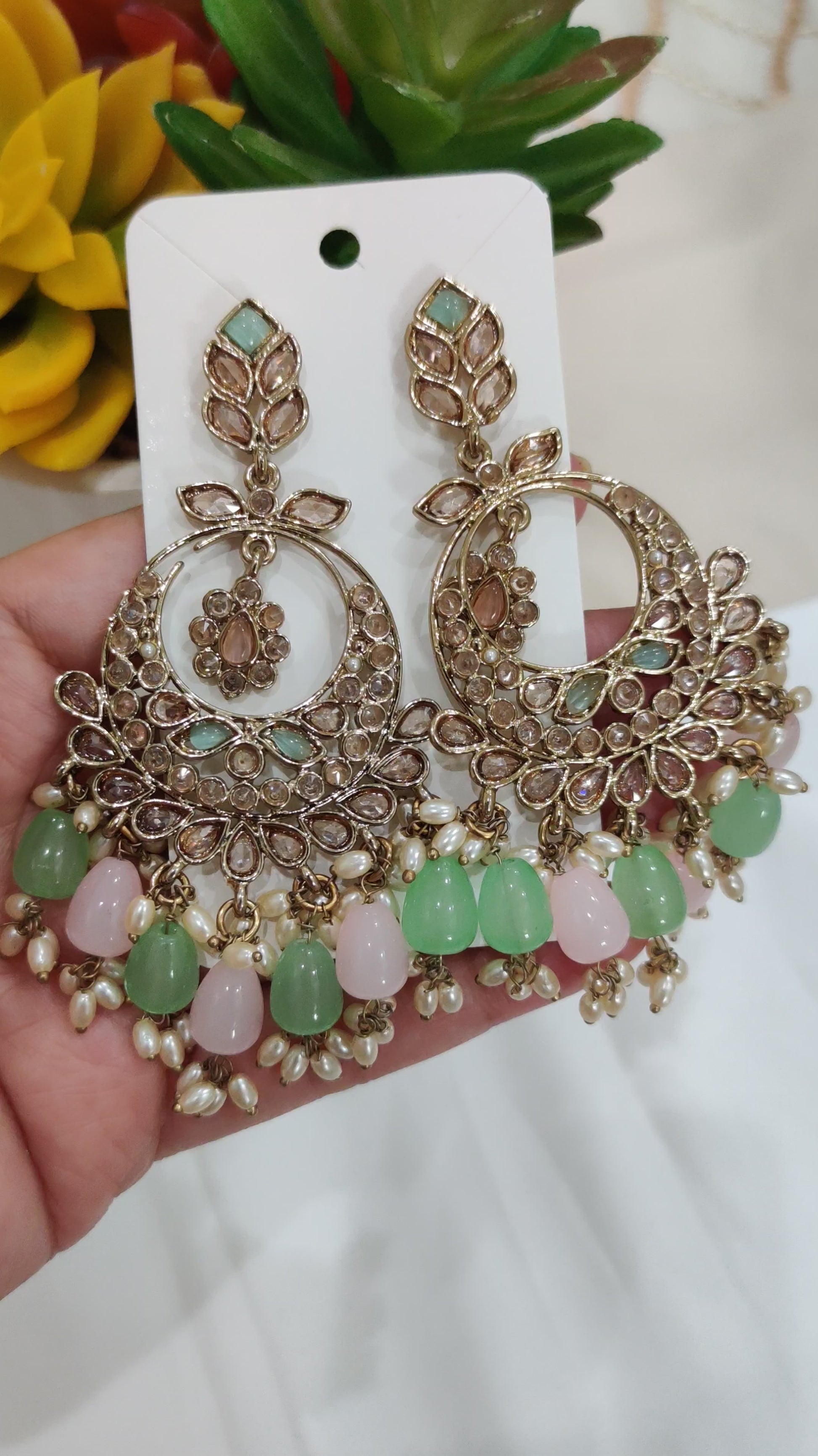 Crescent-Shaped Earrings in Three tones (Gold, Silver and Multicolored)