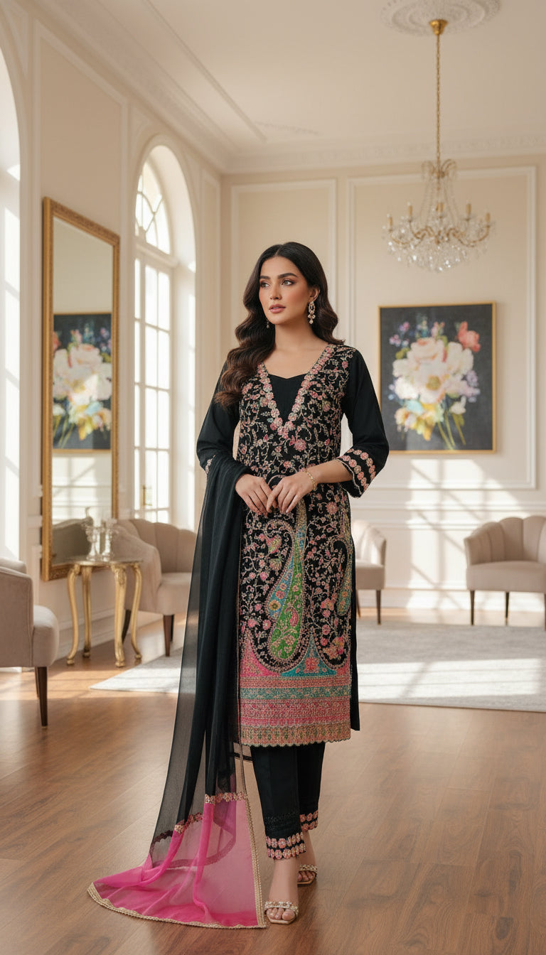 Premium Silk Antique Embroidered Festive wear Kurta Set