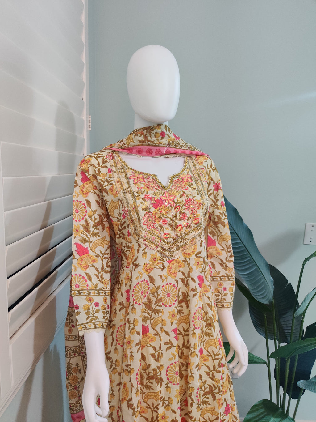 Cotton Floral Anarkali Kurta Set — Breezy, Graceful, Timeless