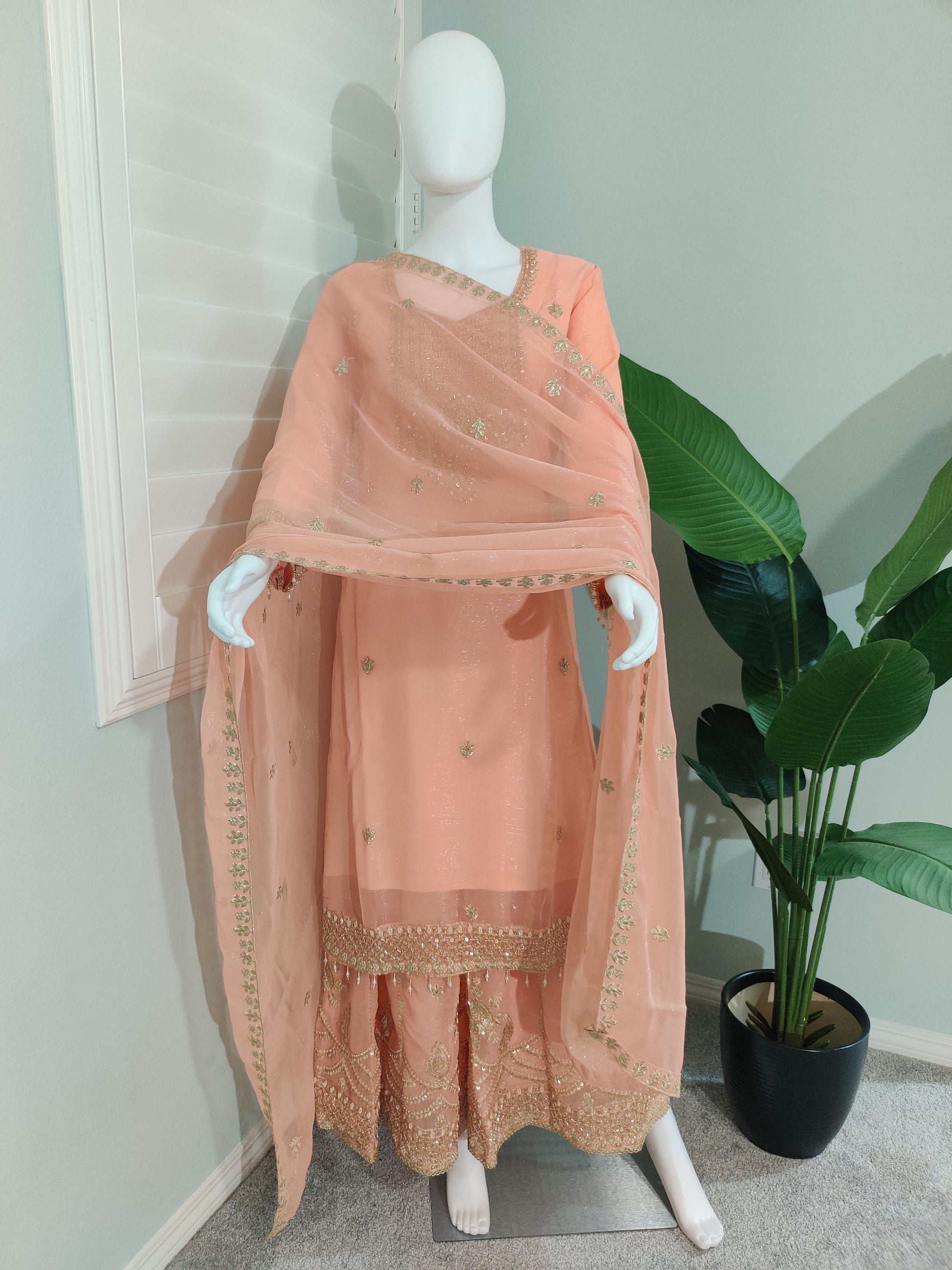 Pakistani Handwork Embroidered Plazzo Kurta Set