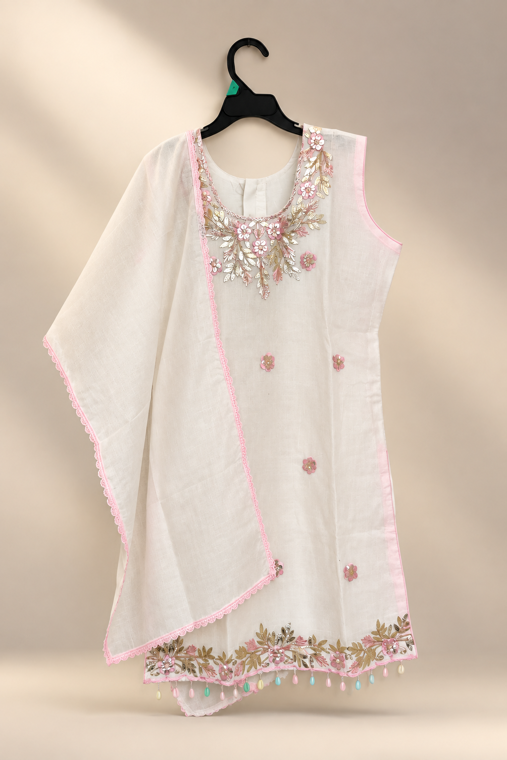 Off white Girls Summer Wear Farshi Salwar Kurta Set Size