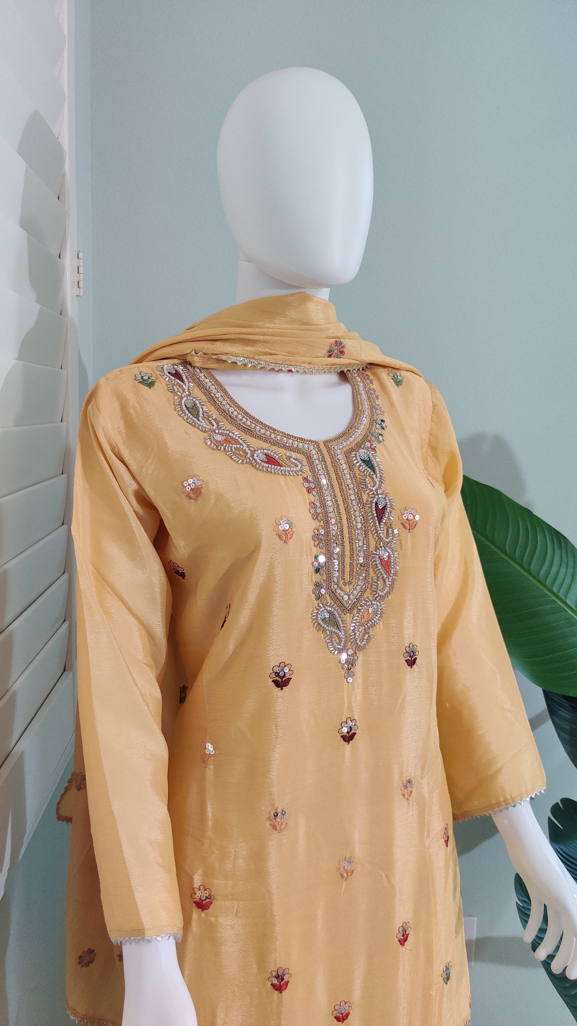 Chinon Multi Embroidered Plazzo Kurta set