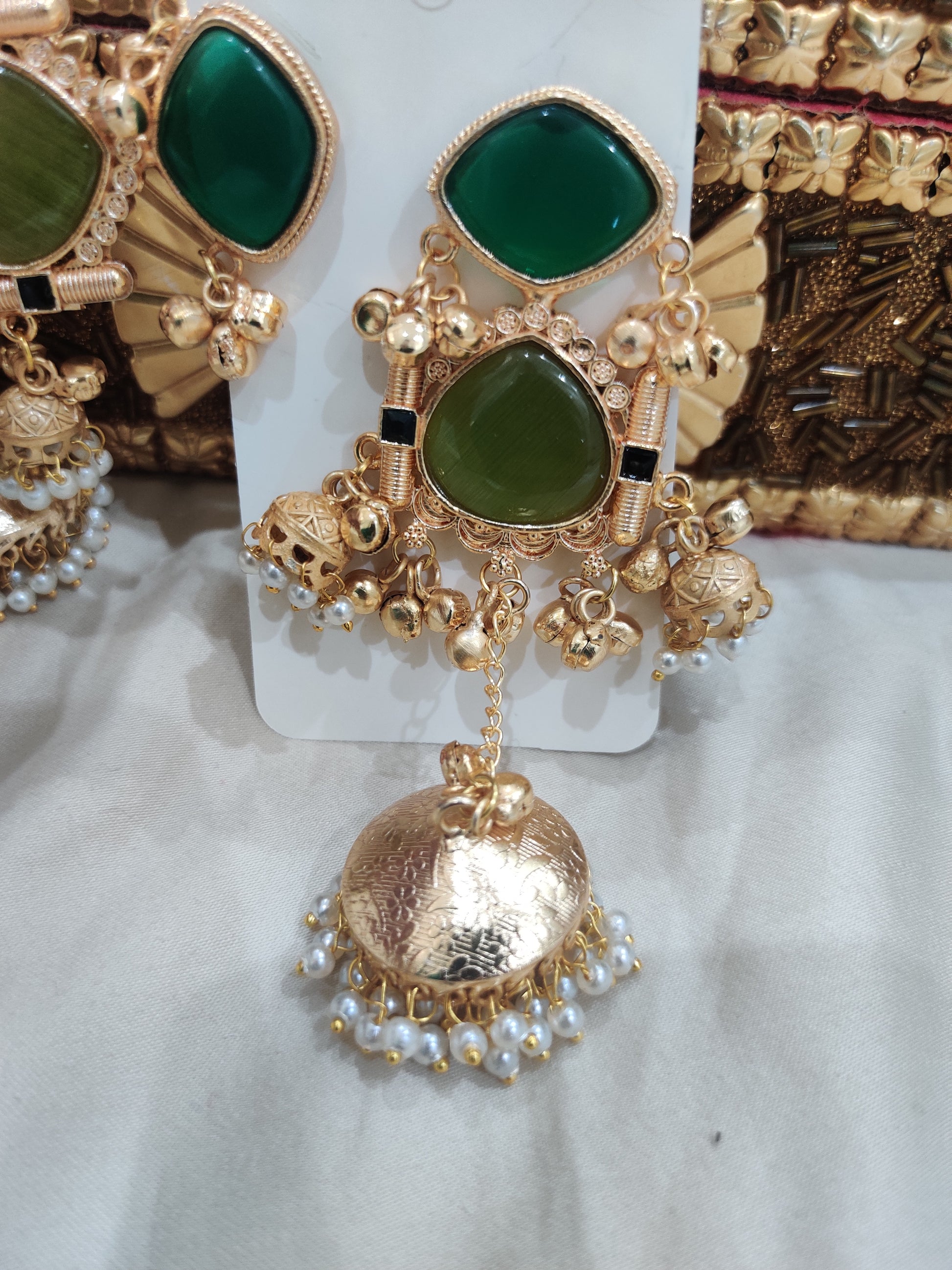 Kashmiri Dome Earrings – Available in Black & Green
